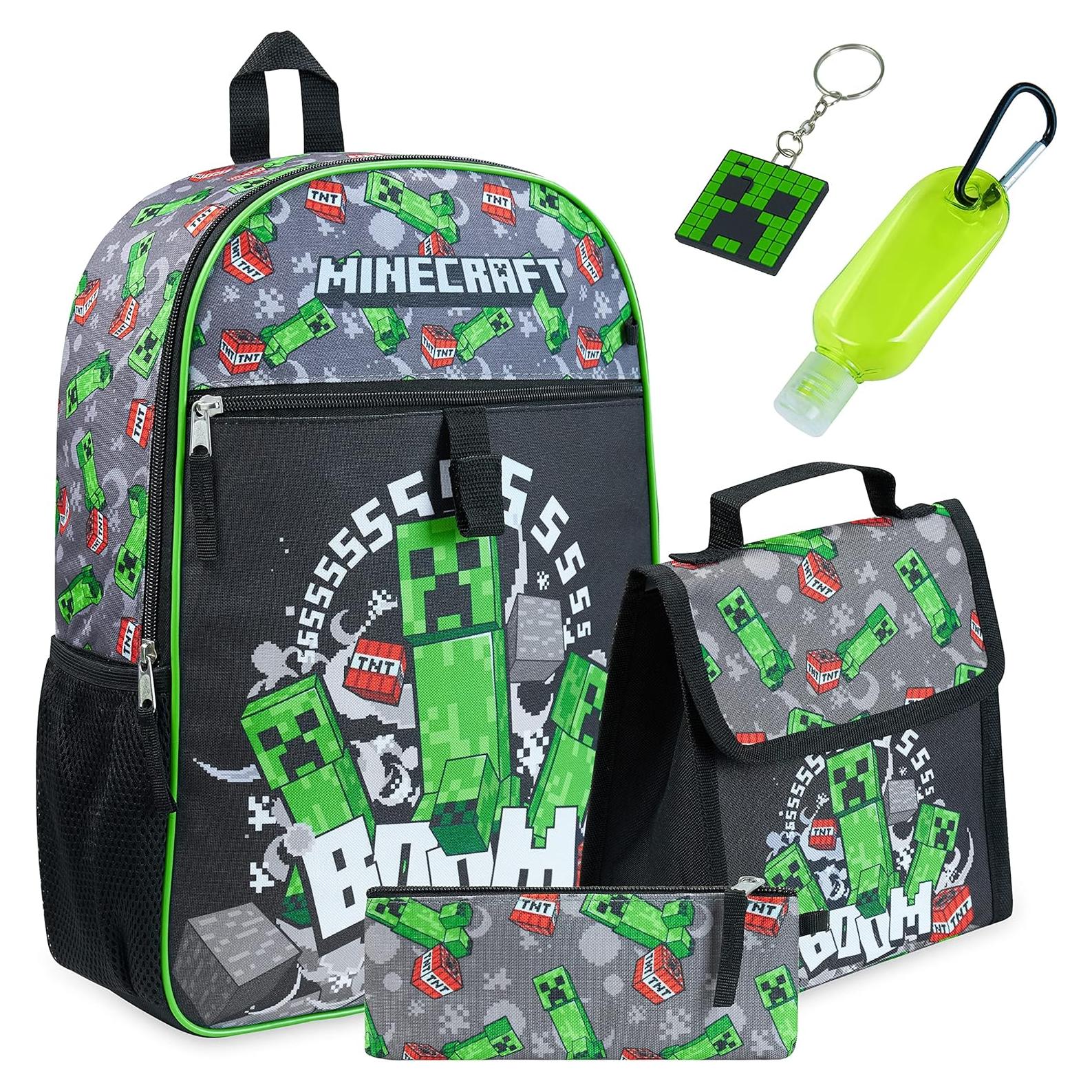 Conjunto Mochila Escolar Minecraft 4 y 6 Piezas Unisex