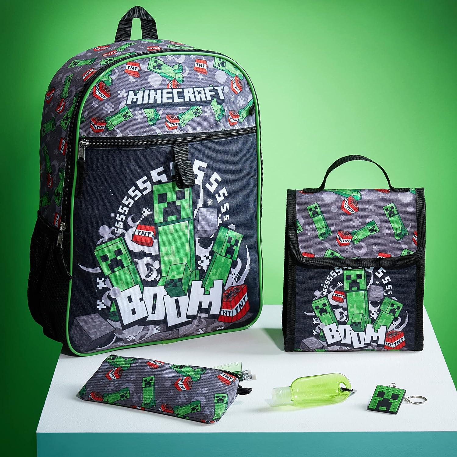 Conjunto Mochila Escolar Minecraft 4 y 6 Piezas Unisex