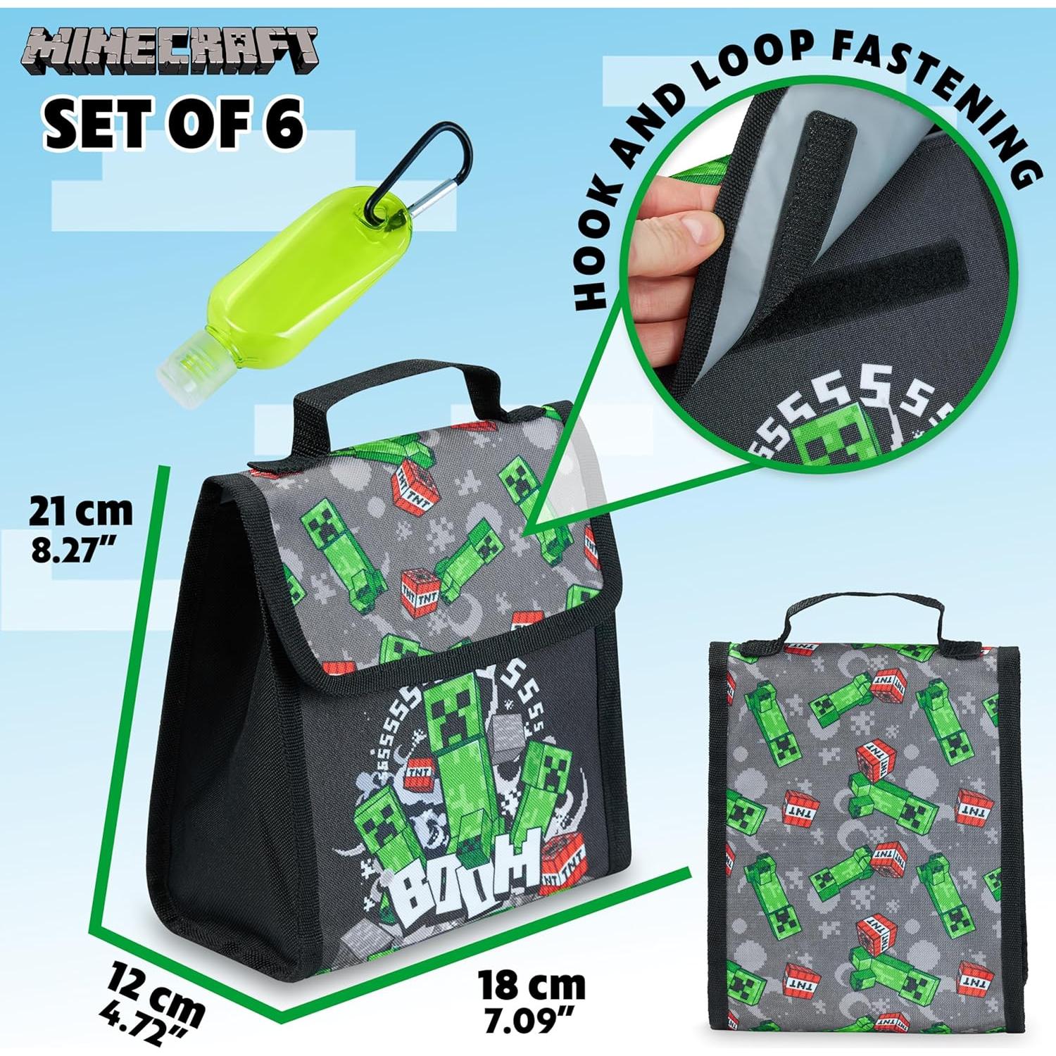 Conjunto Mochila Escolar Minecraft 4 y 6 Piezas Unisex