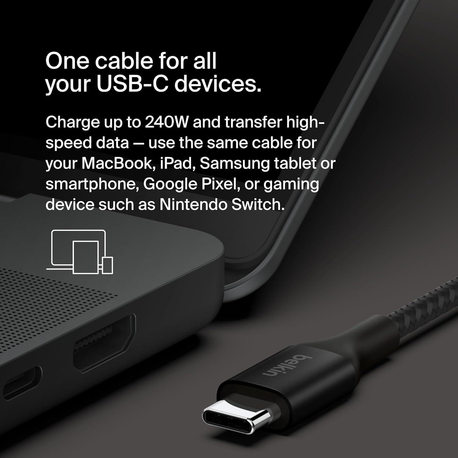 Cable USB-C a USB-C Belkin 1M 240W Carga Rápida Negro