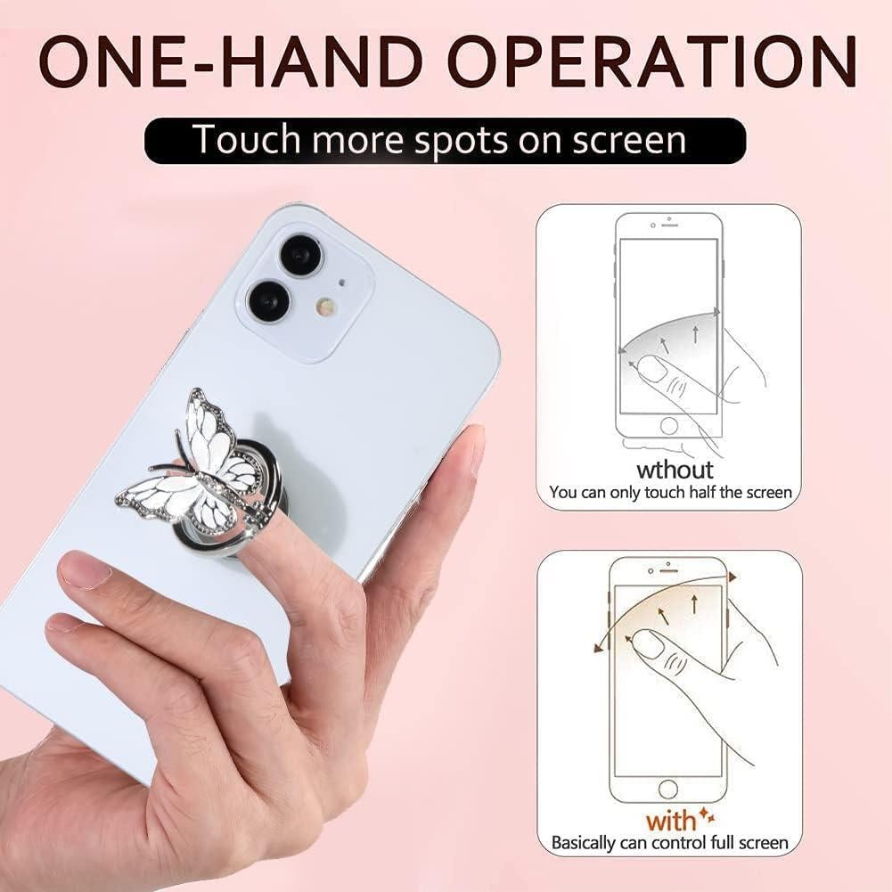 Soporte para teléfono celular LSL mariposa blanca 360° rotación