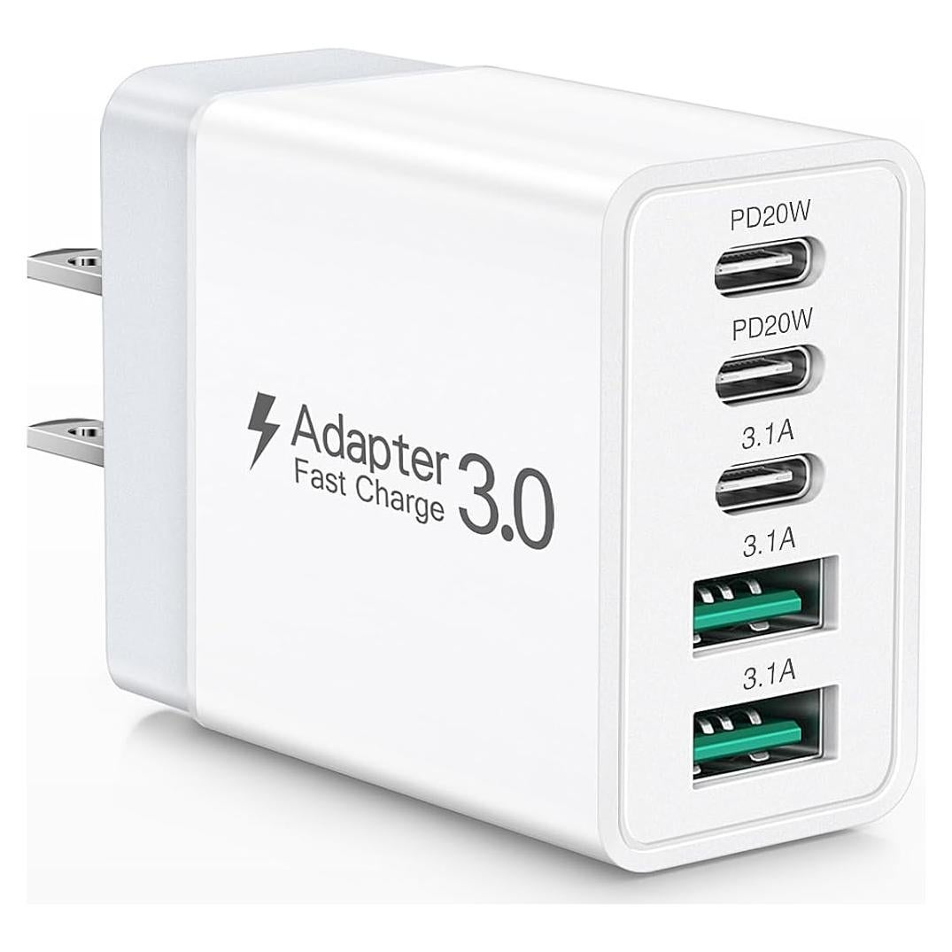Cargador Rápido USB C Ancekoy 50W 5 Puertos PD3.0 Blanco