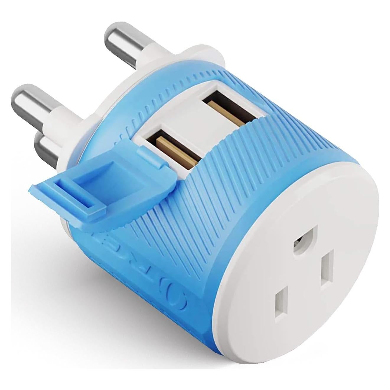 Adaptador de Enchufe de Viaje OREI Tipo M Sudáfrica USB Doble