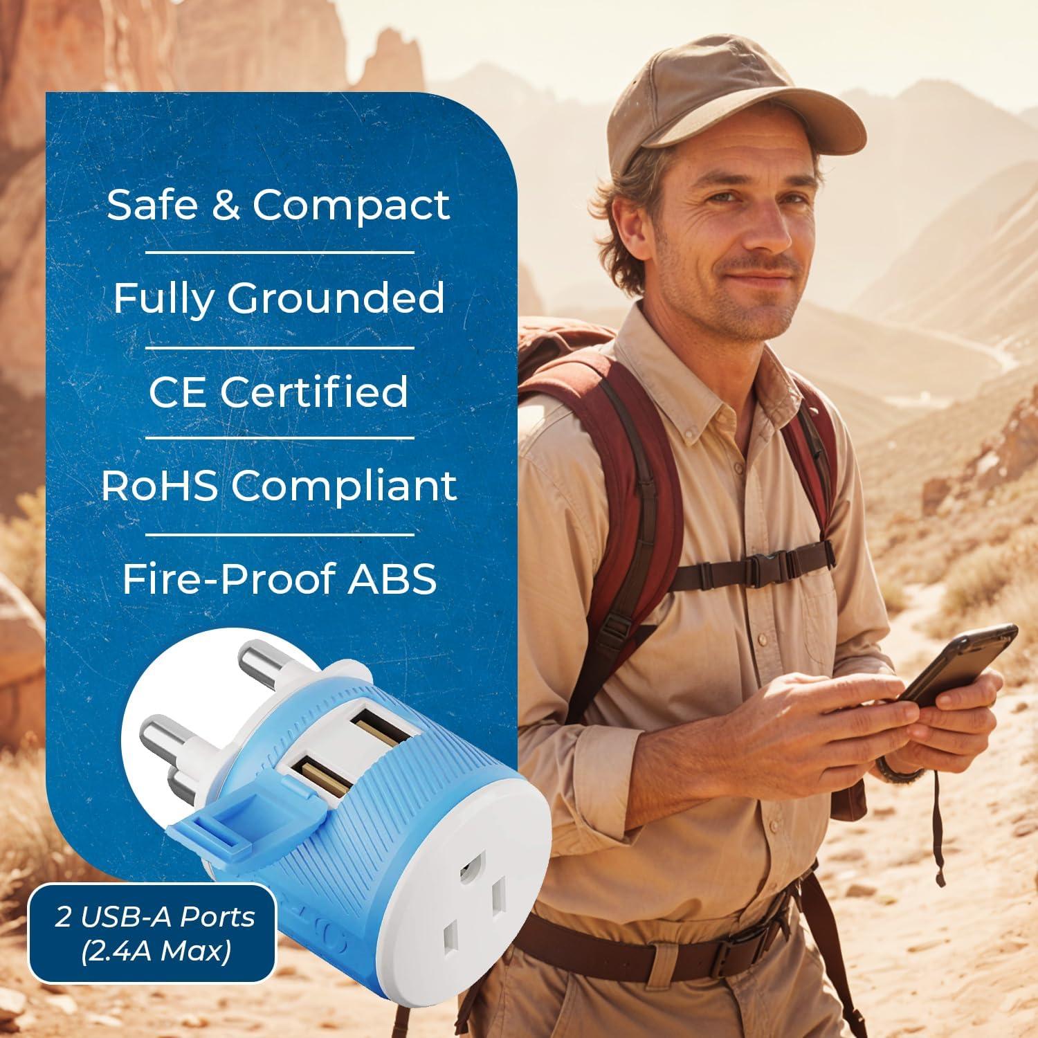 Adaptador de Enchufe de Viaje OREI Tipo M Sudáfrica USB Doble