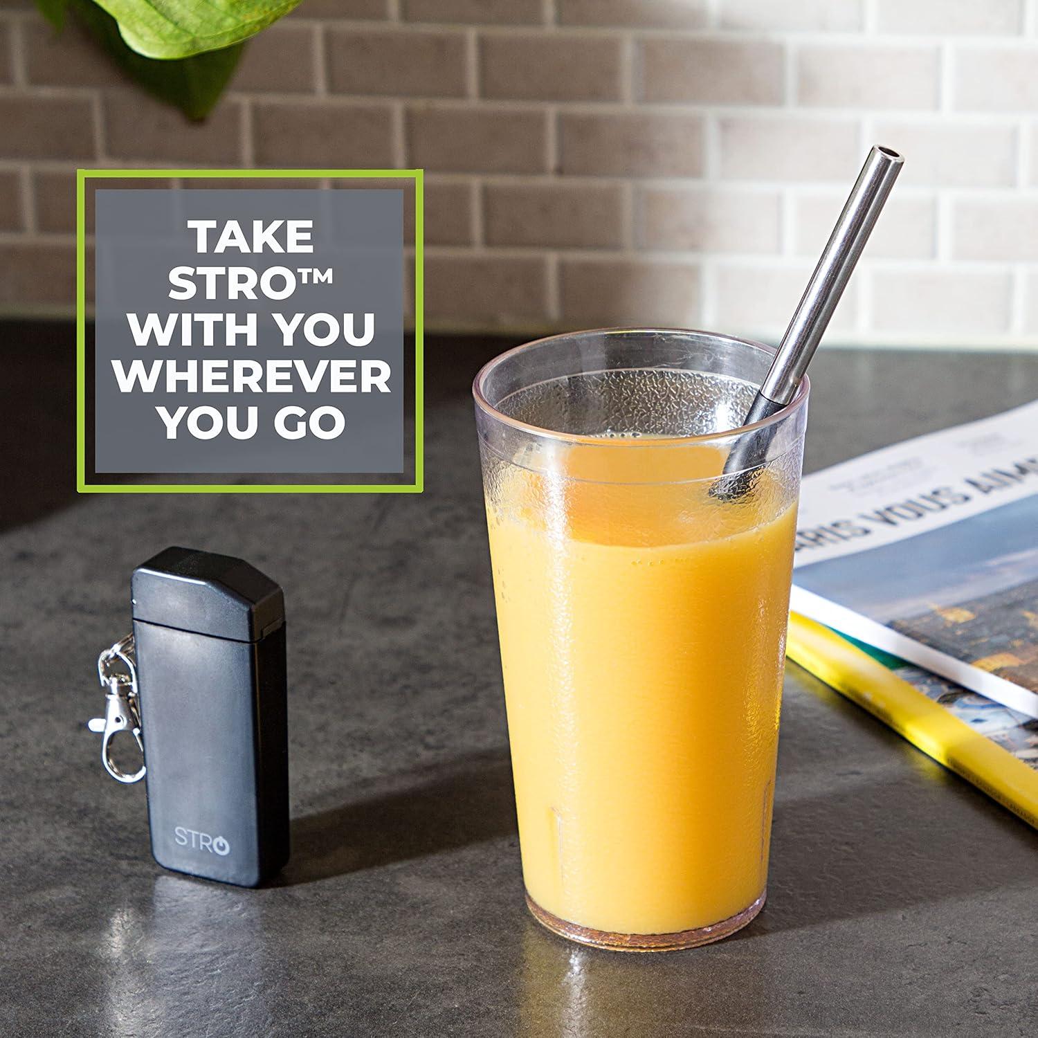 Popote Reutilizable STRO de Acero Inoxidable 19.8 cm con Estuche