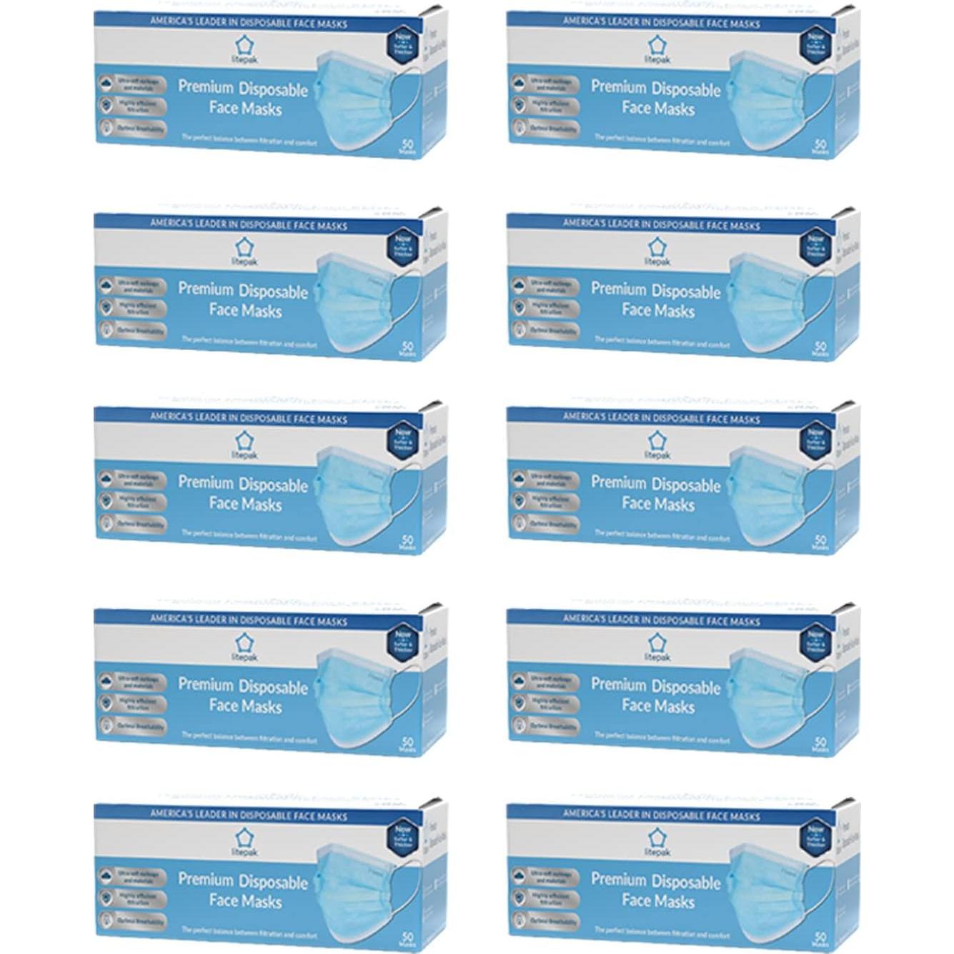 Mascarillas Desechables Litepak 500pcs 3 Capas Azul