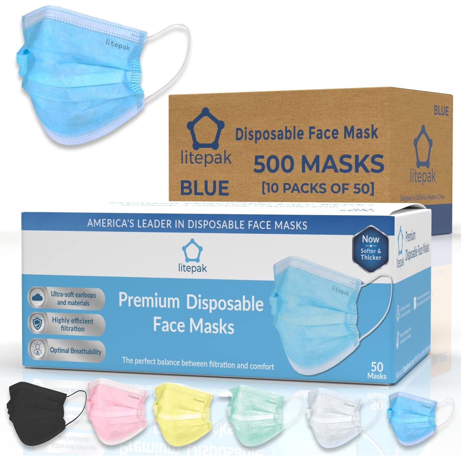 Mascarillas Desechables Litepak 500pcs 3 Capas Azul