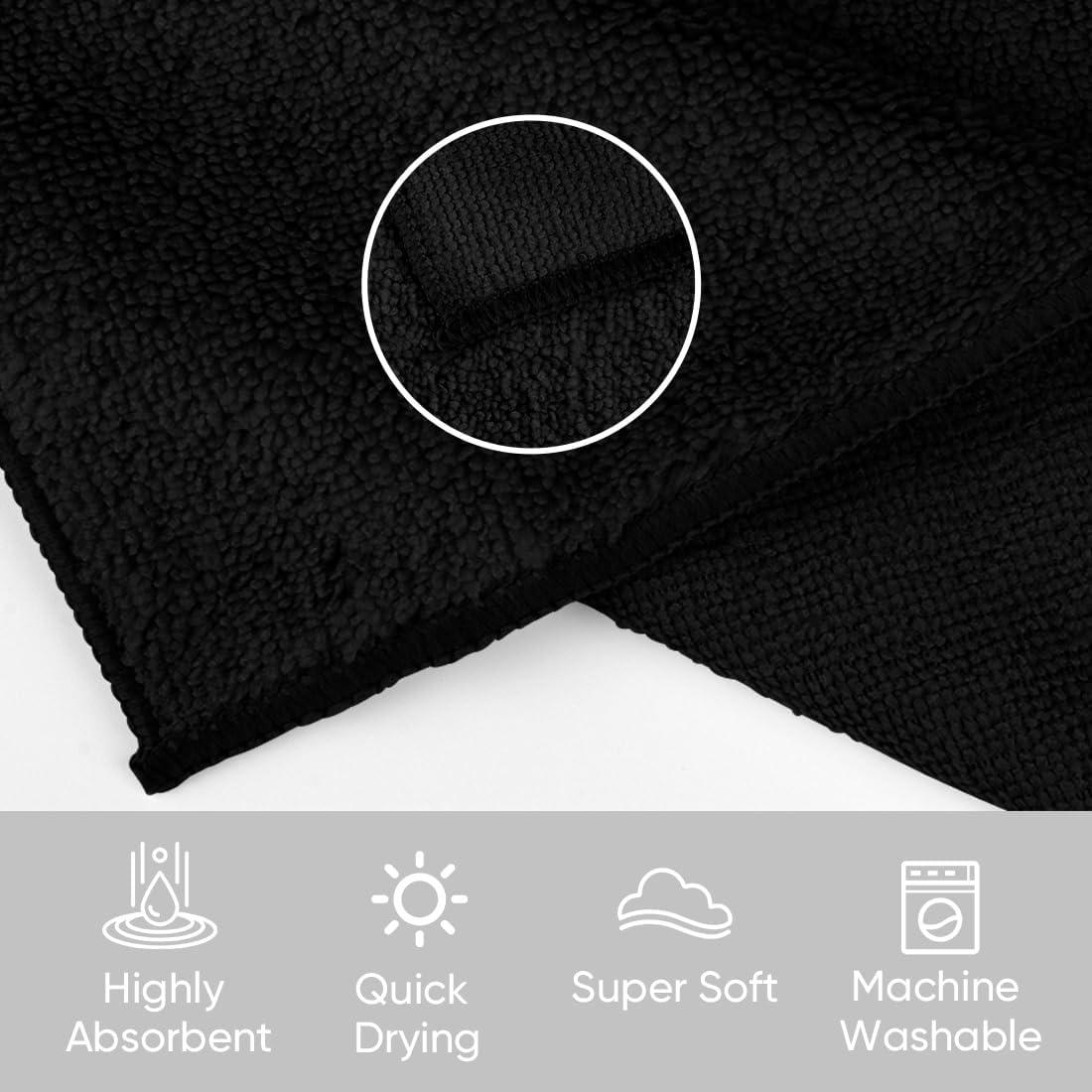 Toallas de Microfibra HOMEXCEL Negras 12 Unidades 30x30 cm