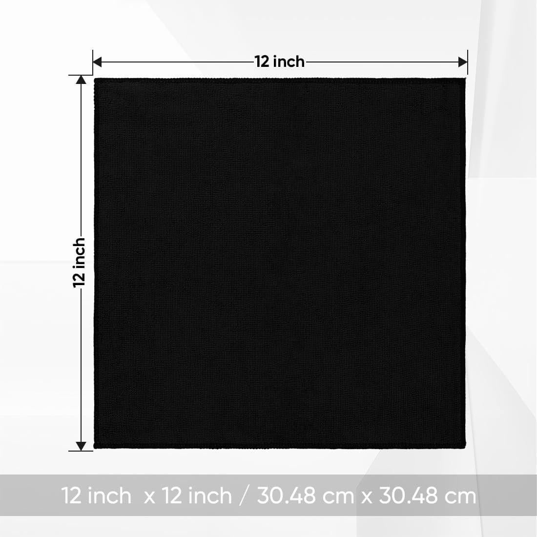 Toallas de Microfibra HOMEXCEL Negras 12 Unidades 30x30 cm