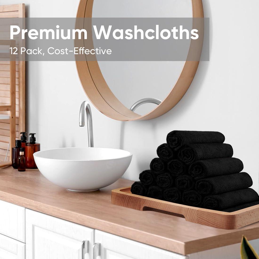 Toallas de Microfibra HOMEXCEL Negras 12 Unidades 30x30 cm