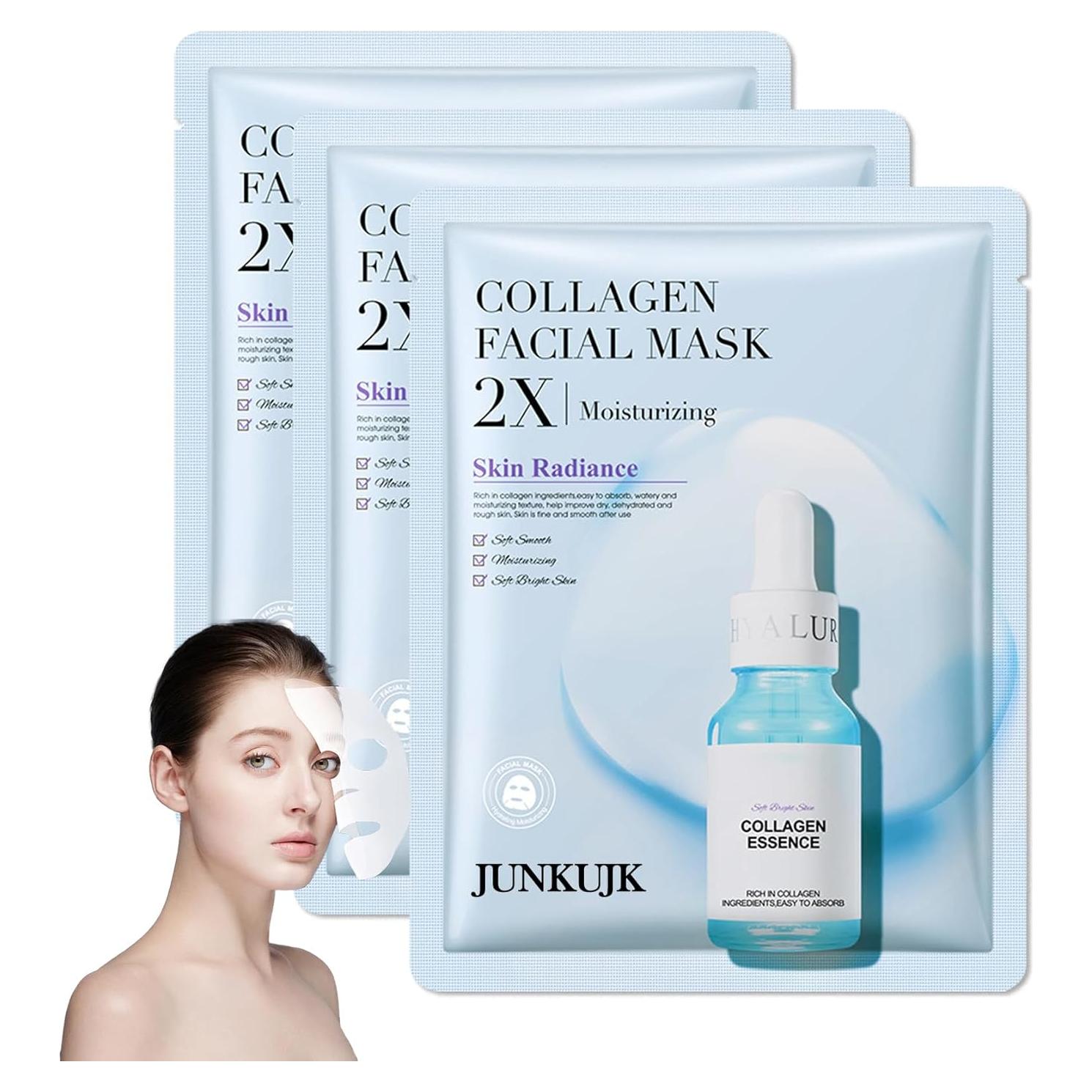 Paquete de 3 mascarillas faciales de colágeno JunKuJK - Hidratantes