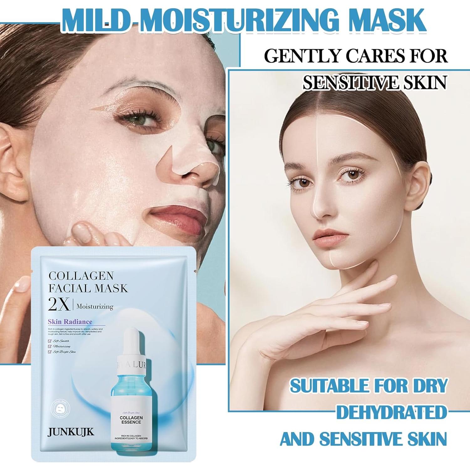 Paquete de 3 mascarillas faciales de colágeno JunKuJK - Hidratantes