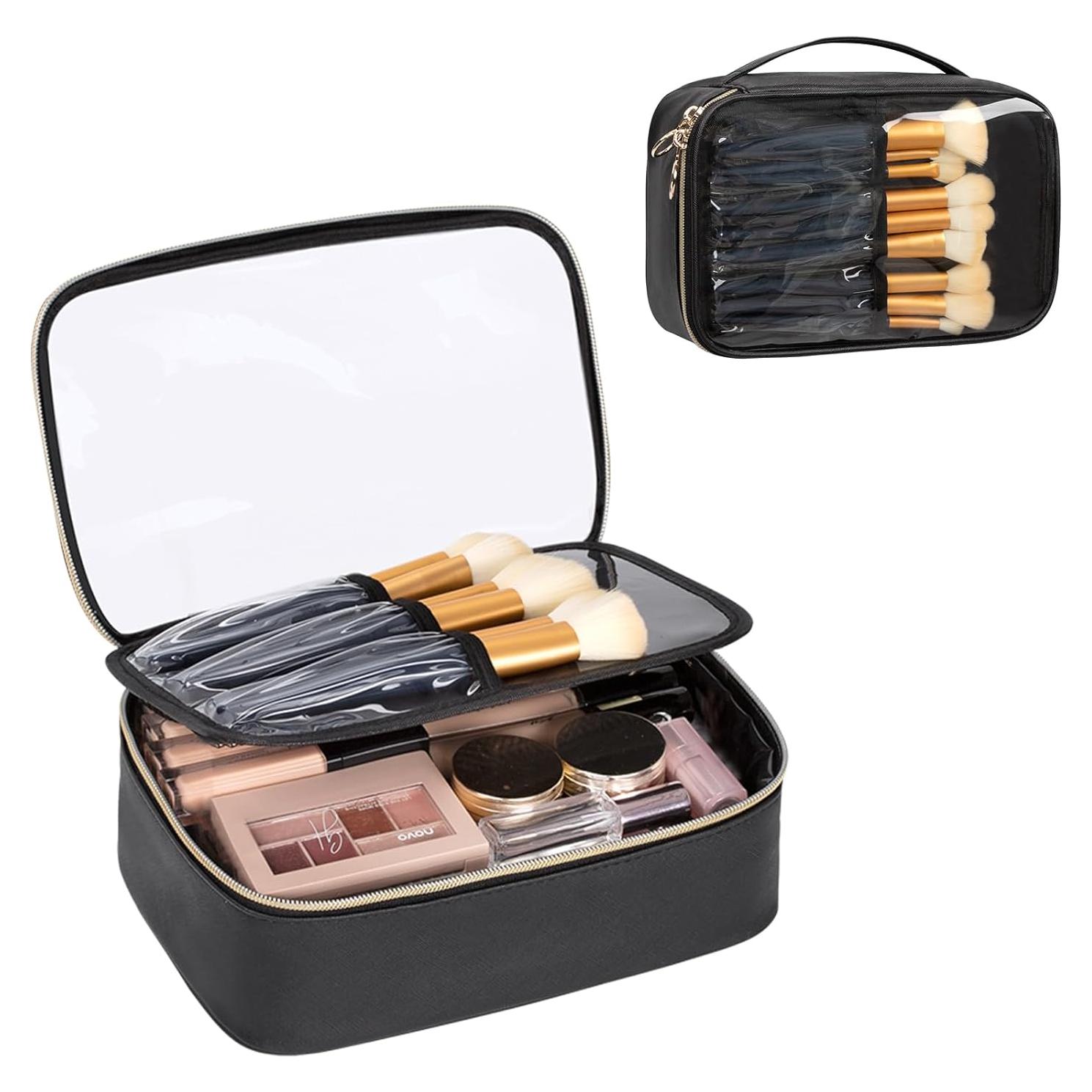 Bolsa de Maquillaje Transparente Partyreal Grande Negra 24.9x17cm