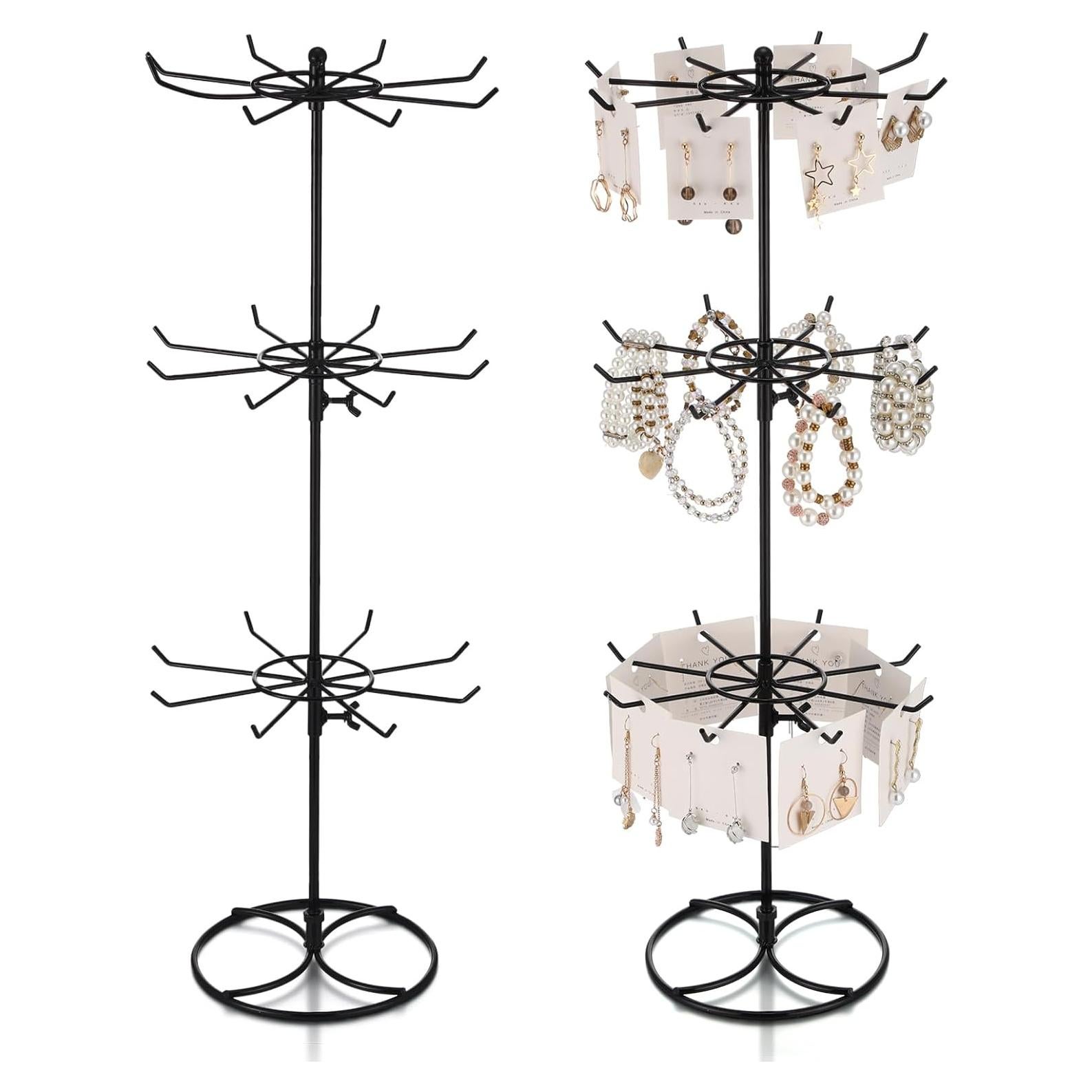 Soporte Giratorio de Joyería Tandefio 2 Pcs 3 Niveles Metal