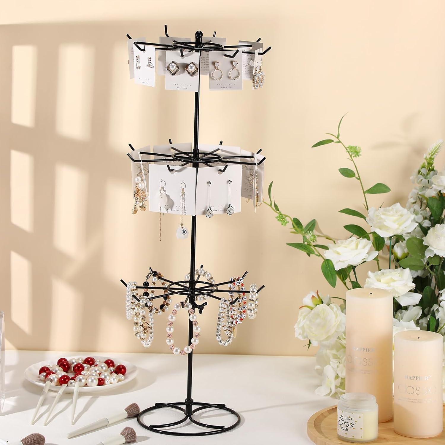 Soporte Giratorio de Joyería Tandefio 2 Pcs 3 Niveles Metal