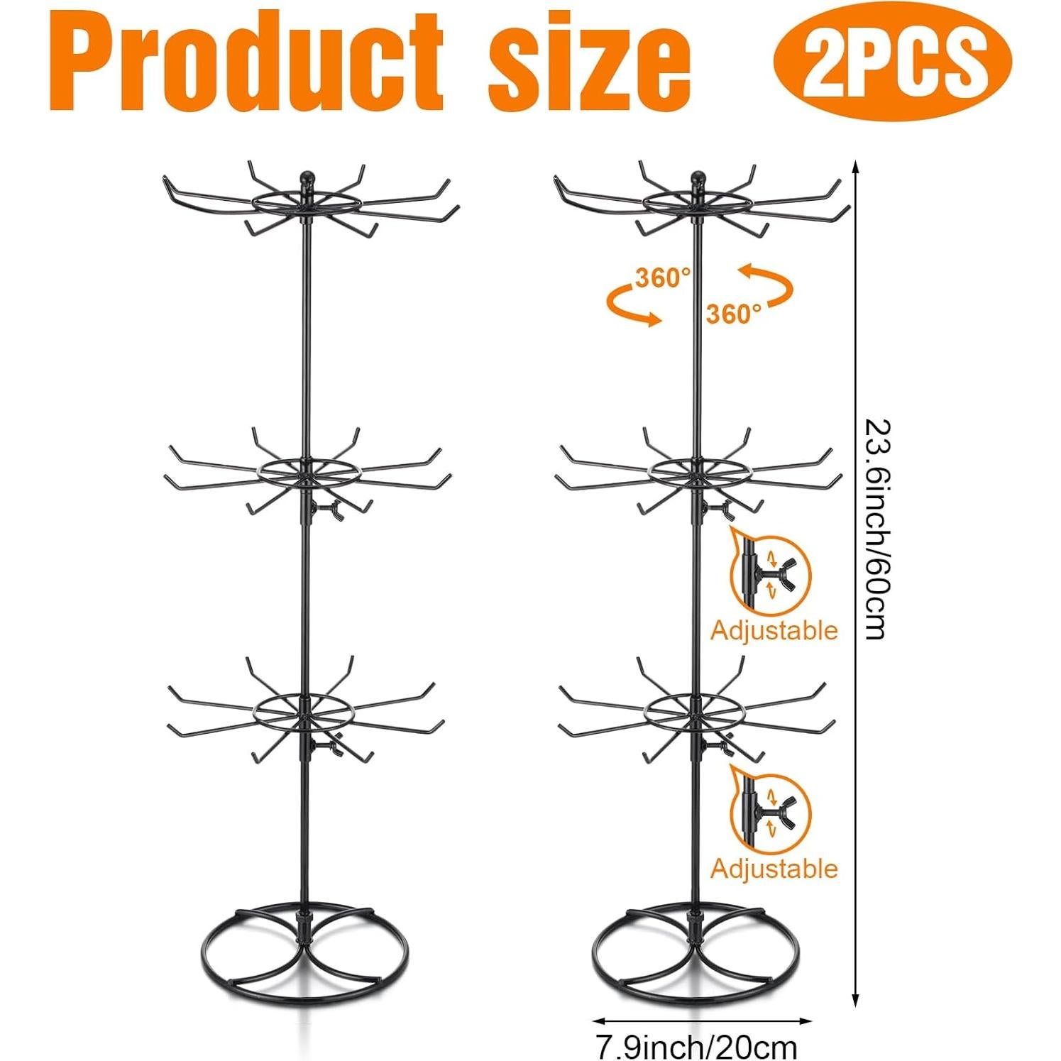 Soporte Giratorio de Joyería Tandefio 2 Pcs 3 Niveles Metal