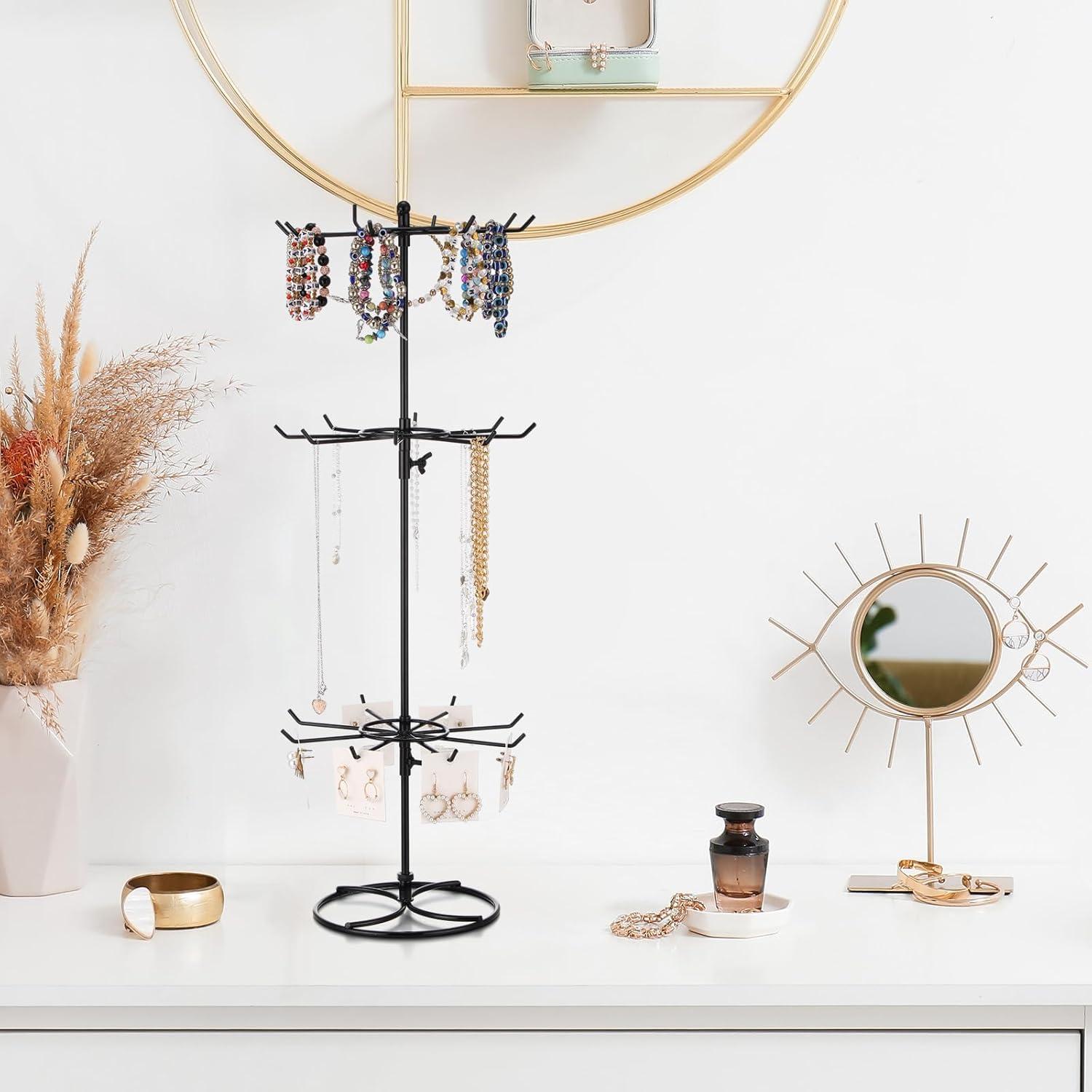 Soporte Giratorio de Joyería Tandefio 2 Pcs 3 Niveles Metal