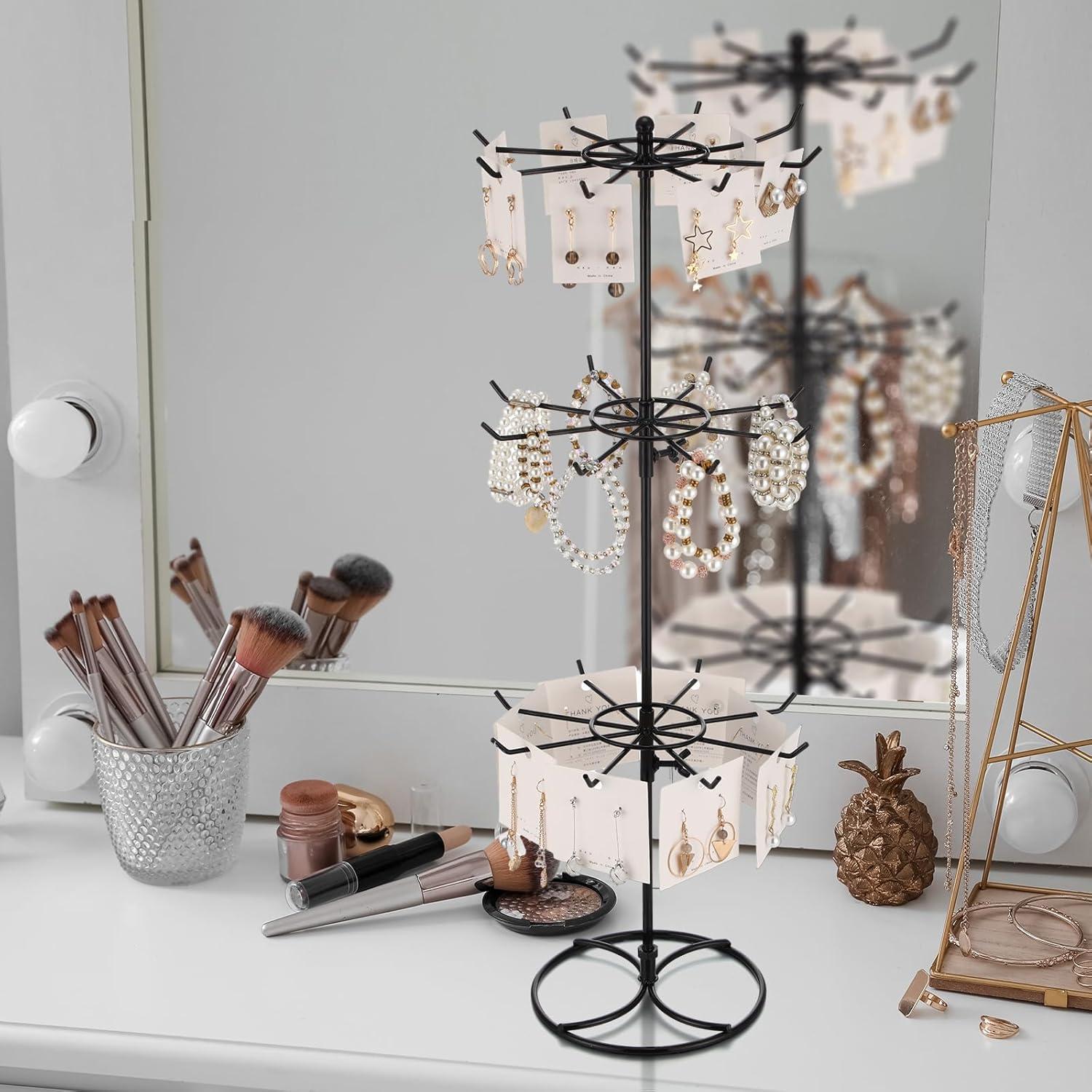 Soporte Giratorio de Joyería Tandefio 2 Pcs 3 Niveles Metal