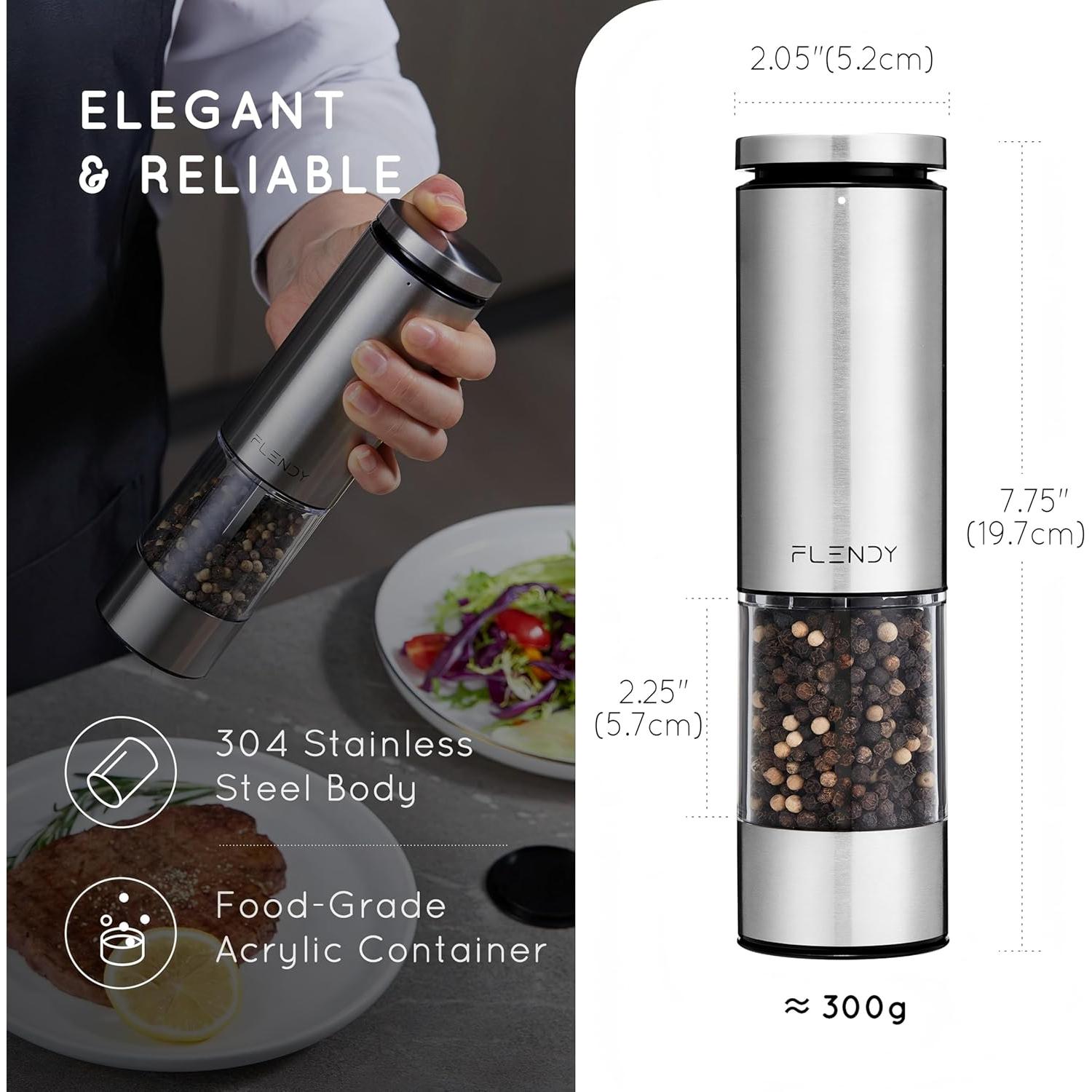 Molino eléctrico de sal y pimienta Flendy recargable 357g