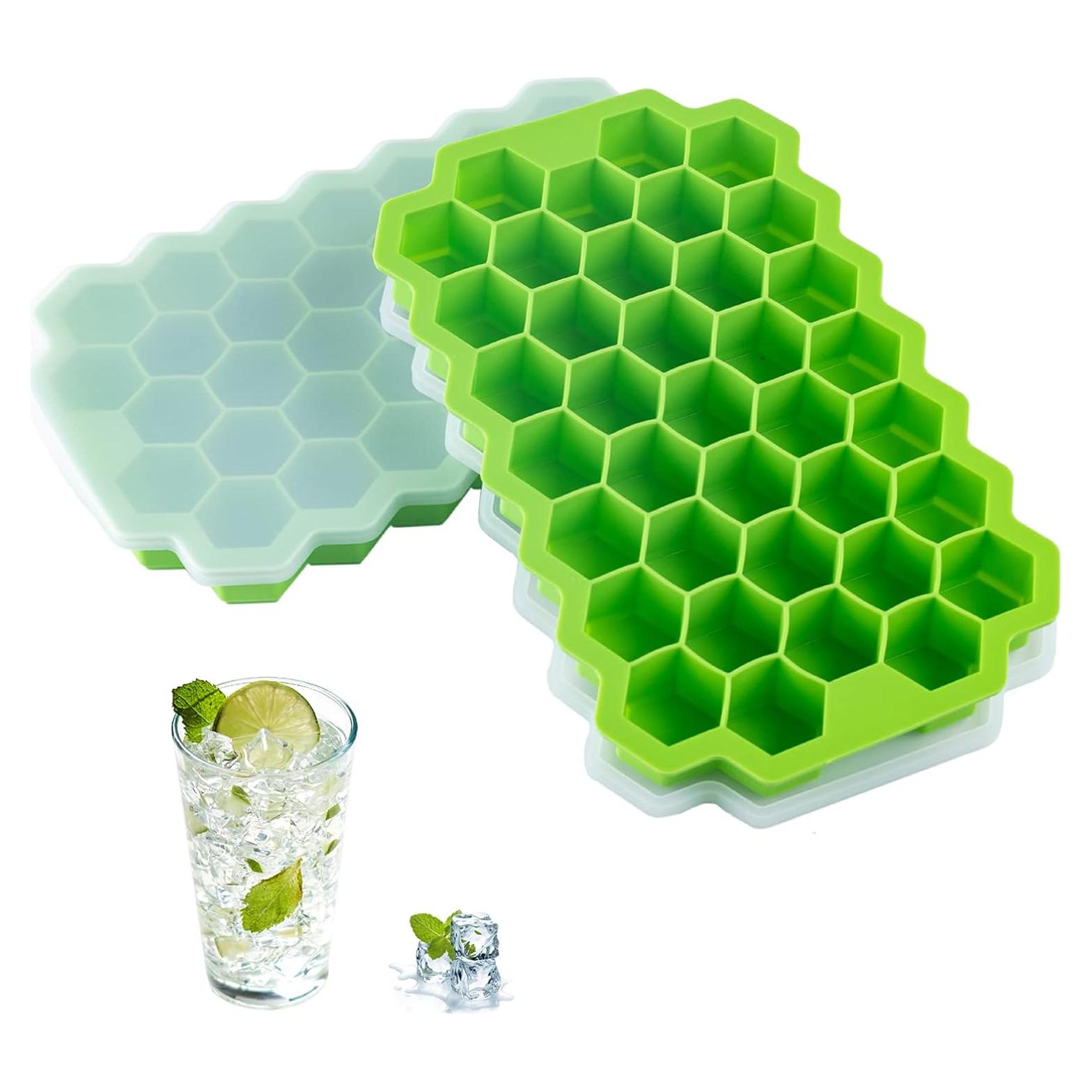 Bandejas de Hielo AUSSUA 2 Piezas Silicona Verde 74 Cubos
