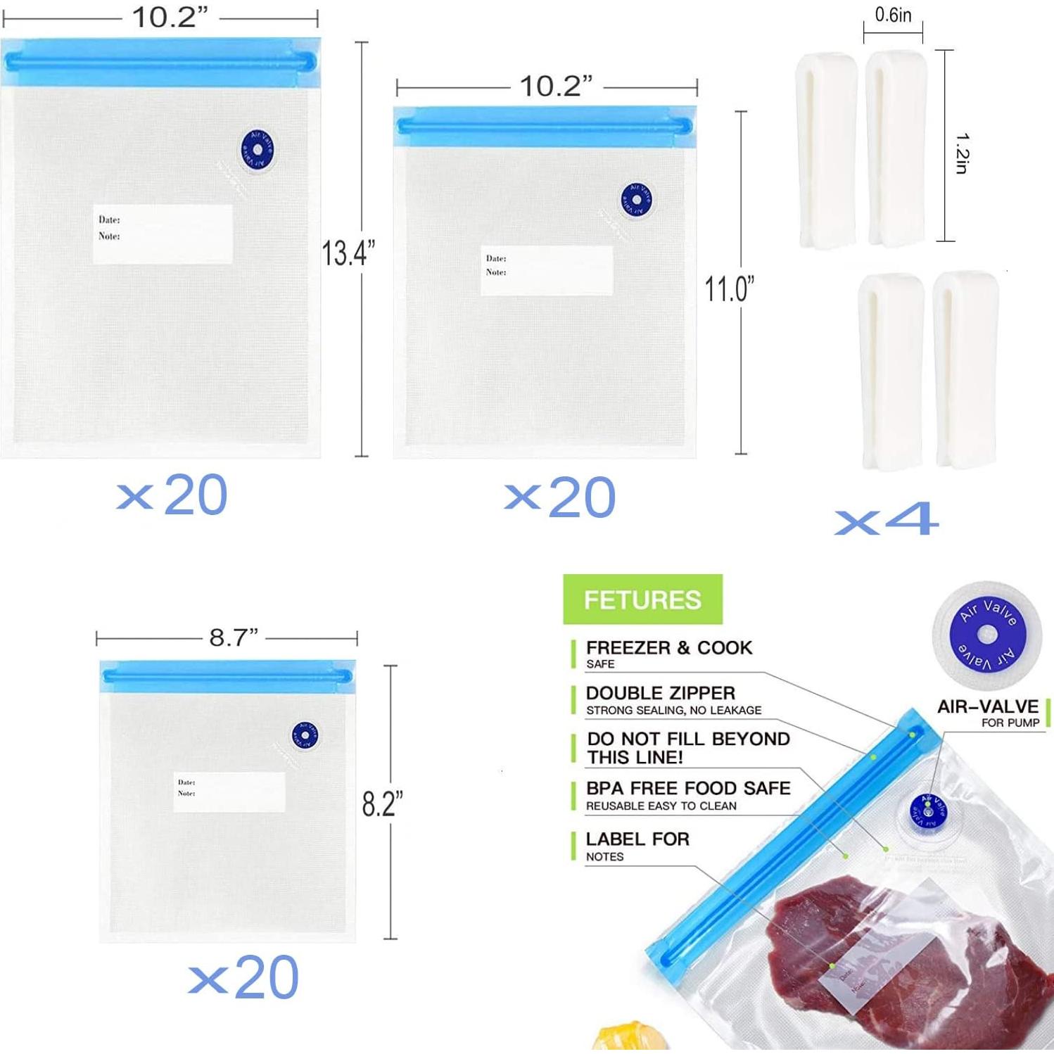 Bolsas Sous Vide Reutilizables Repinsta 60 Piezas 3 Tamaños
