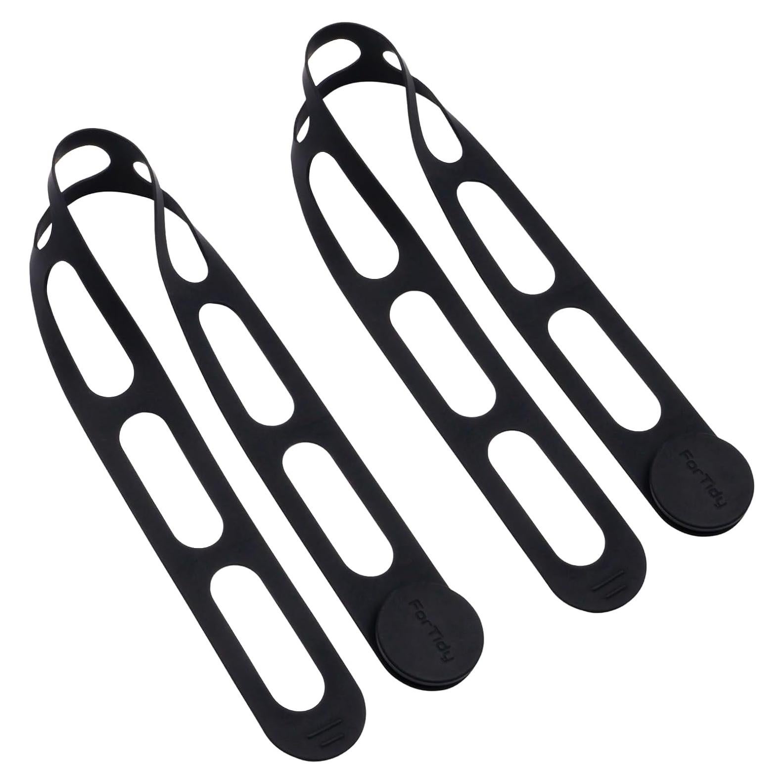 Silicone Latch Strap for Slow Cooker Lid, Pot, Bento Box, 21.65 In Reusable Elastic Self-Lock Silicone Tie for Bundling or Organizing Curtain, Cords, Yoga Mat, Camping Mat, 2pcs (Black&Black)