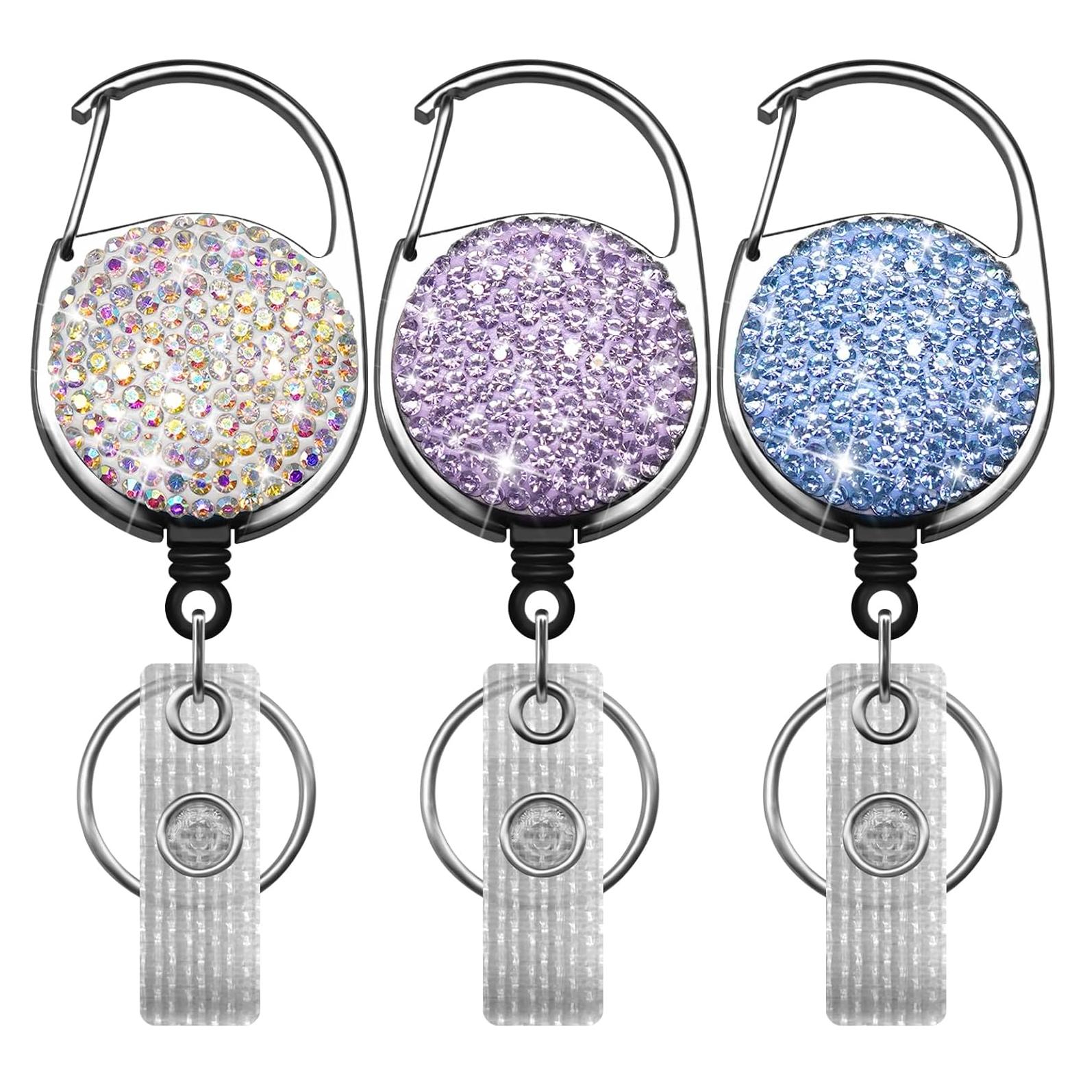 3 Soportes de Insignia Retráctiles SQEYYGI con Rhinestones