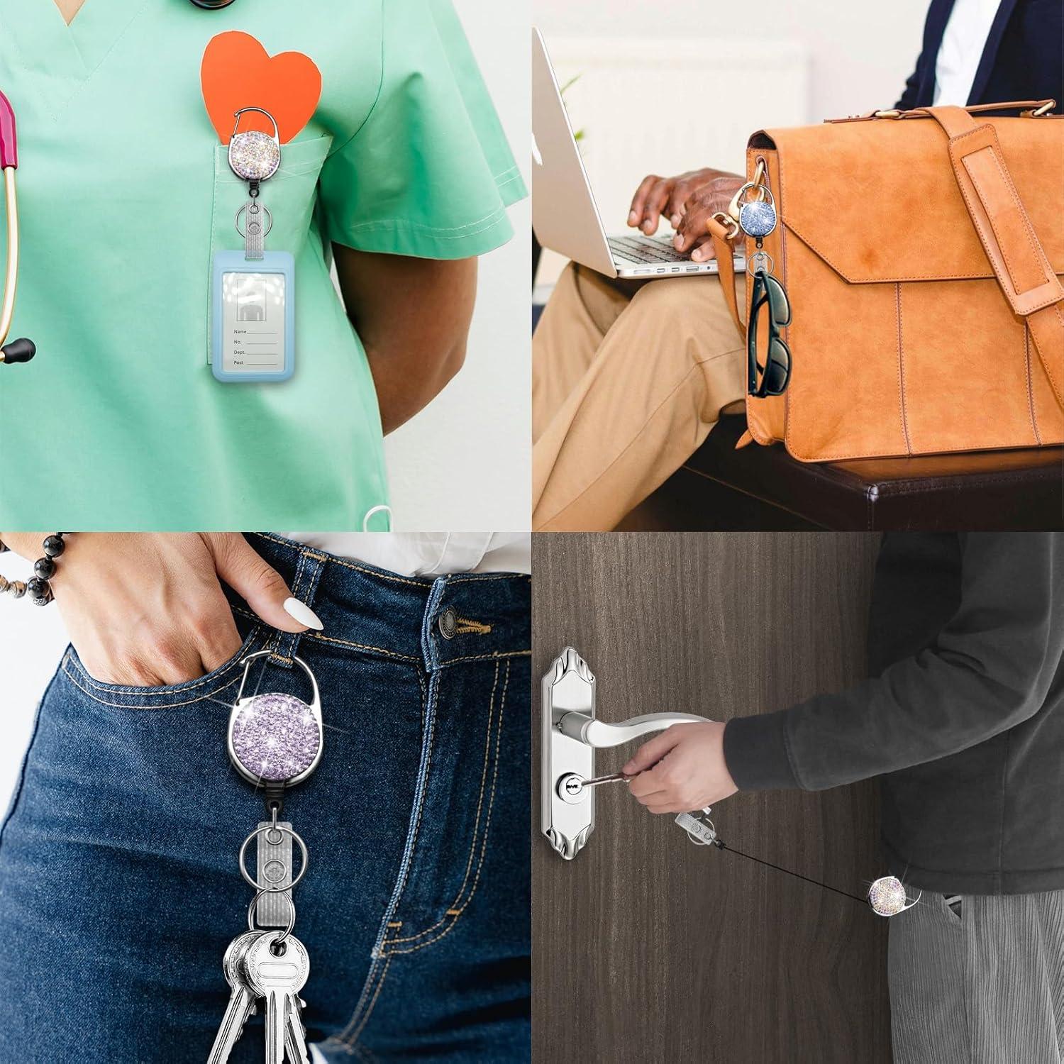 3 Soportes de Insignia Retráctiles SQEYYGI con Rhinestones