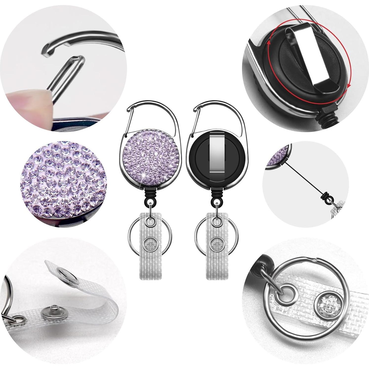 3 Soportes de Insignia Retráctiles SQEYYGI con Rhinestones