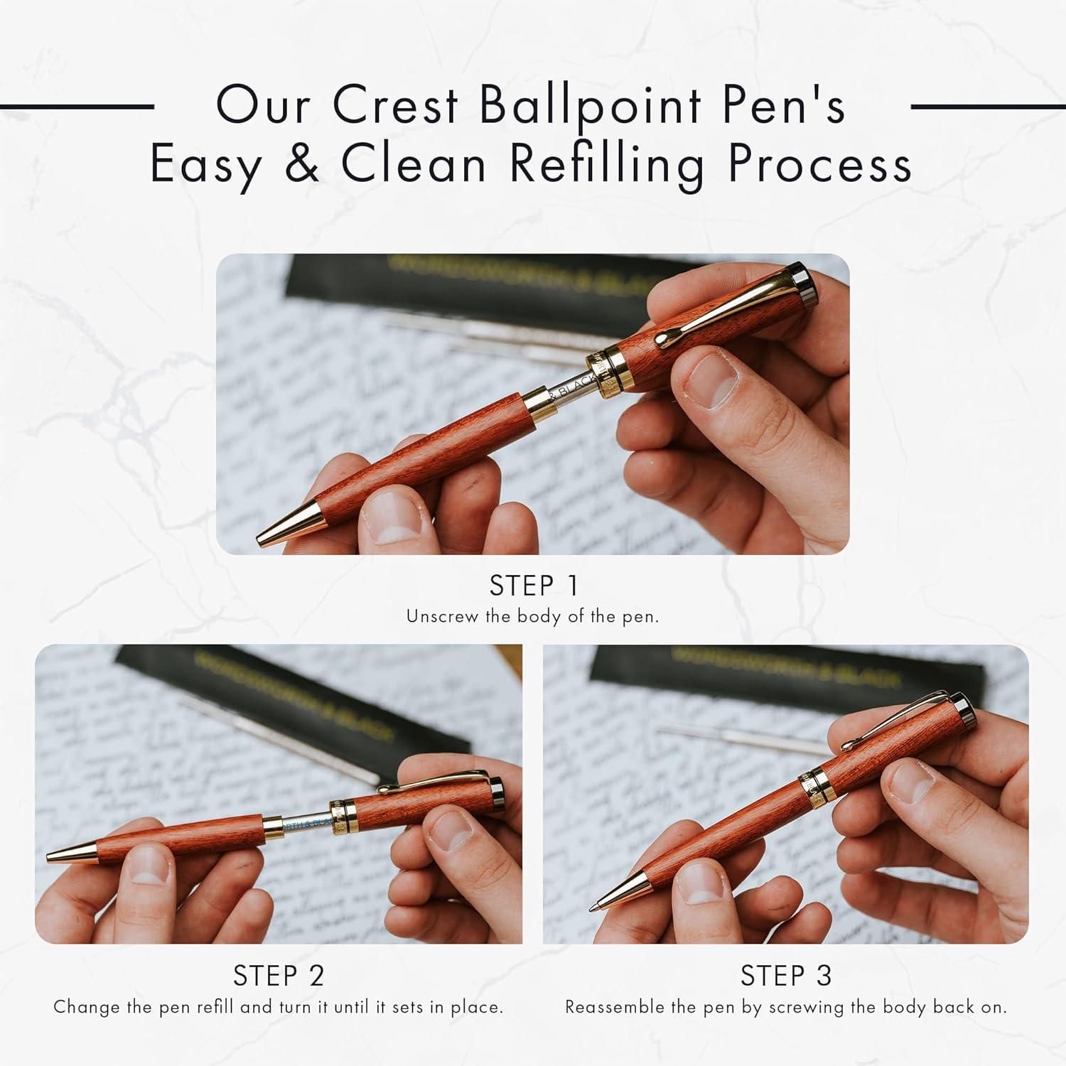 Bolígrafo de lujo Wordsworth & Black en bambú y madera negra