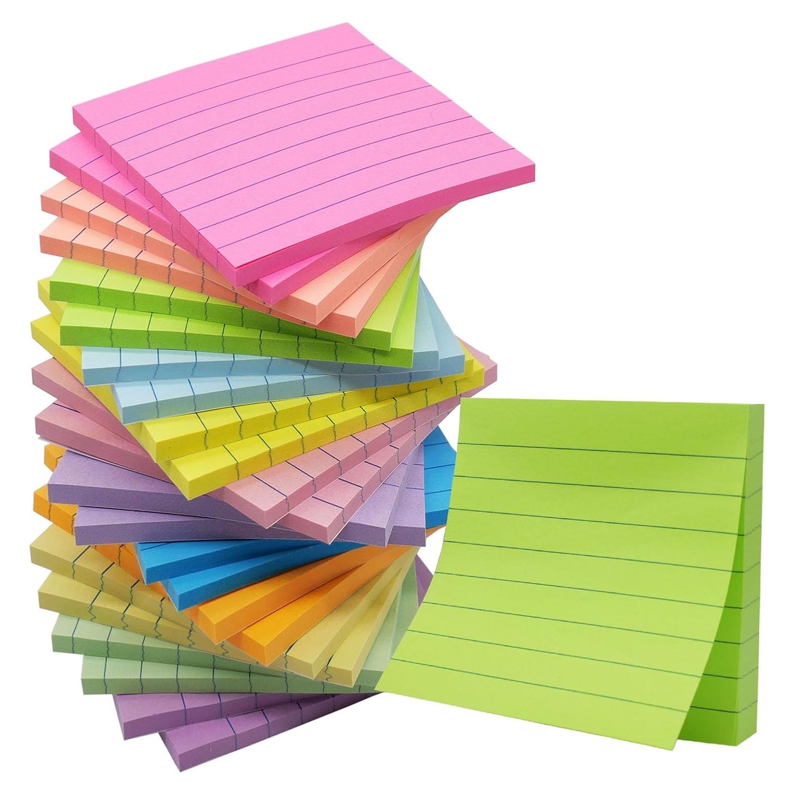 Notas Adhesivas Rayadas 3x3 HCTBN - 24 Paquetes, 1008 Hojas