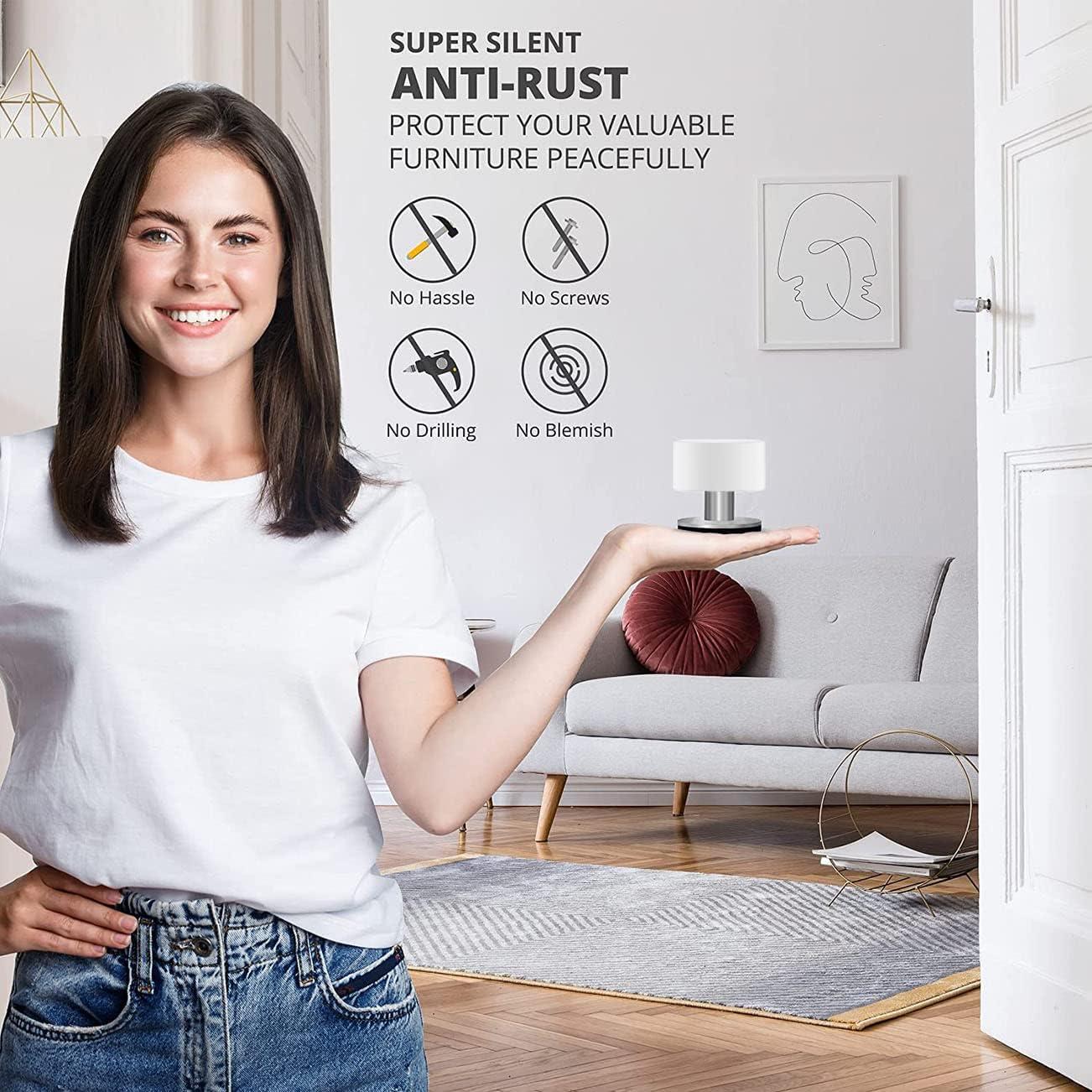 Topes de puerta autoadhesivos THYBDB de goma y acero inoxidable