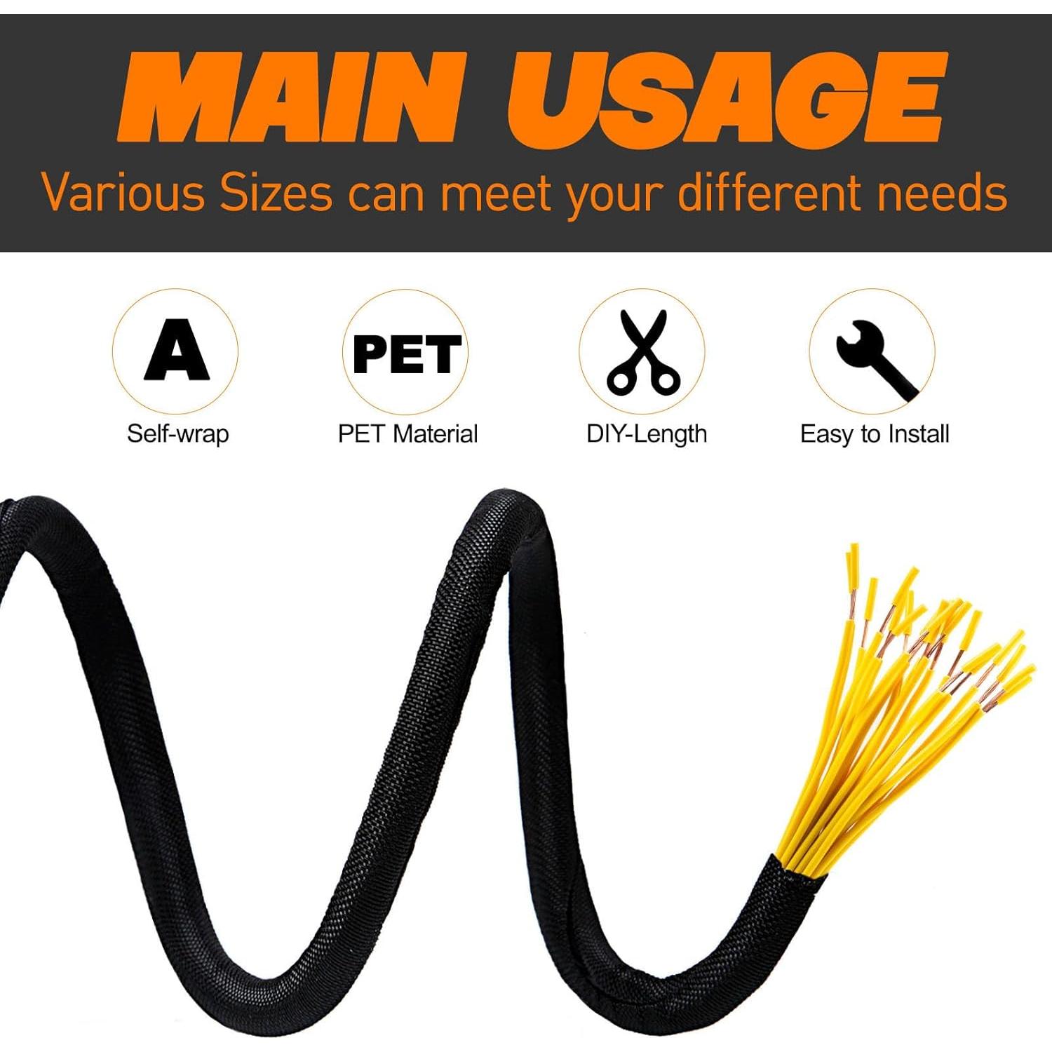 Manga Trenzada Dividida SKNONO 12 pies 1.27 cm para Cables