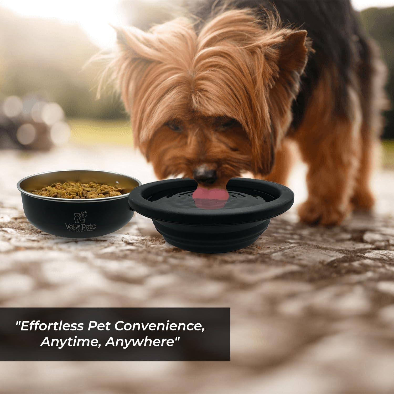 Tazón de Acero Inoxidable Vebs Pets 0.85L y 0.57L Antideslizante