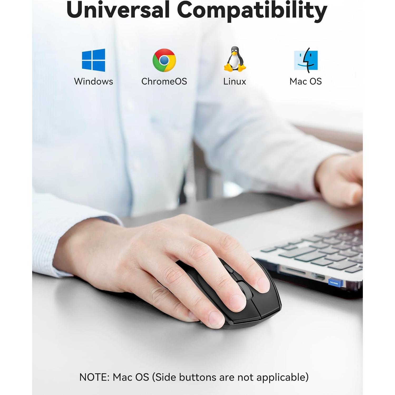 Ratón Inalámbrico TechRise 4800 DPI 6 Botones Negro