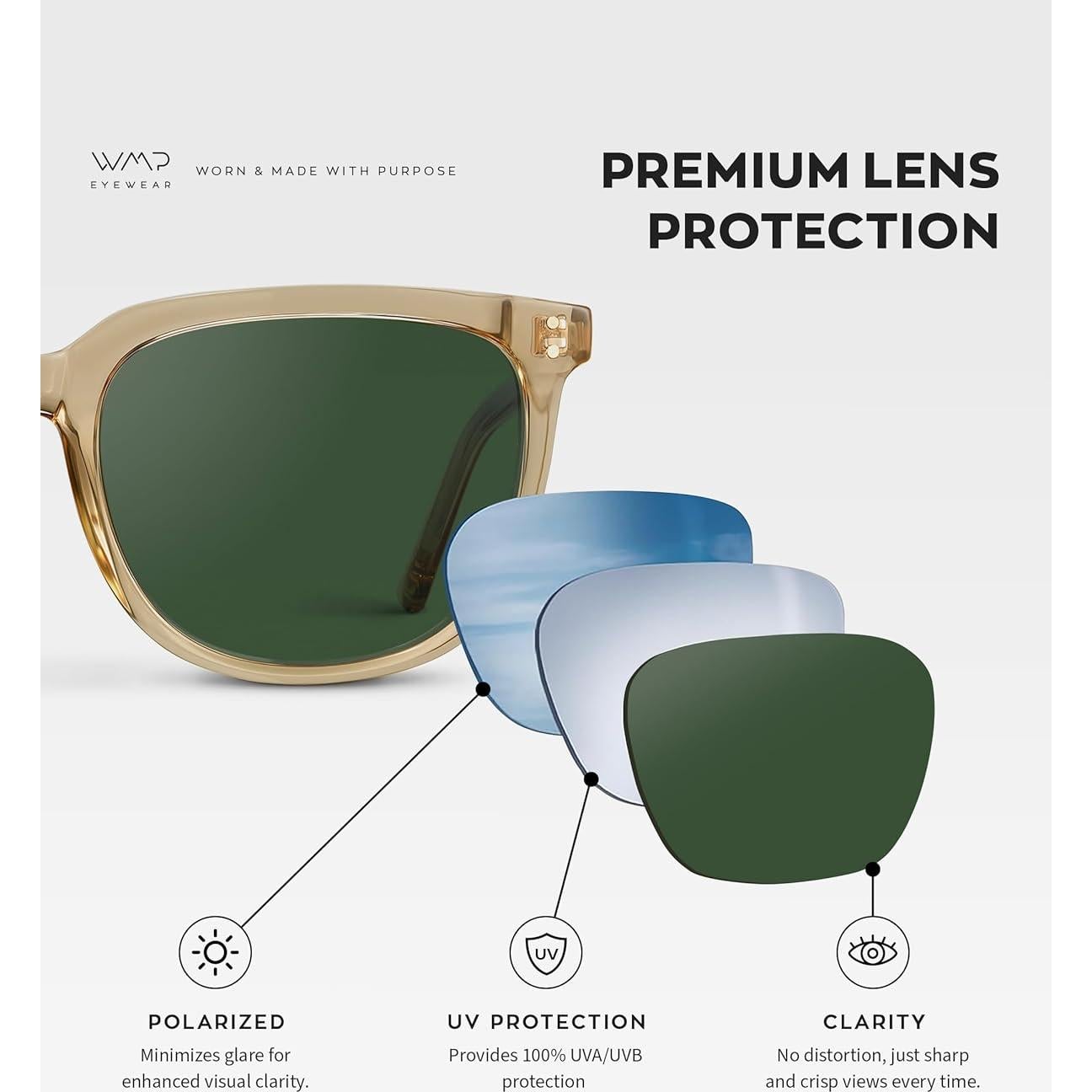 Gafas de sol polarizadas WearMe Pro retro cuadradas