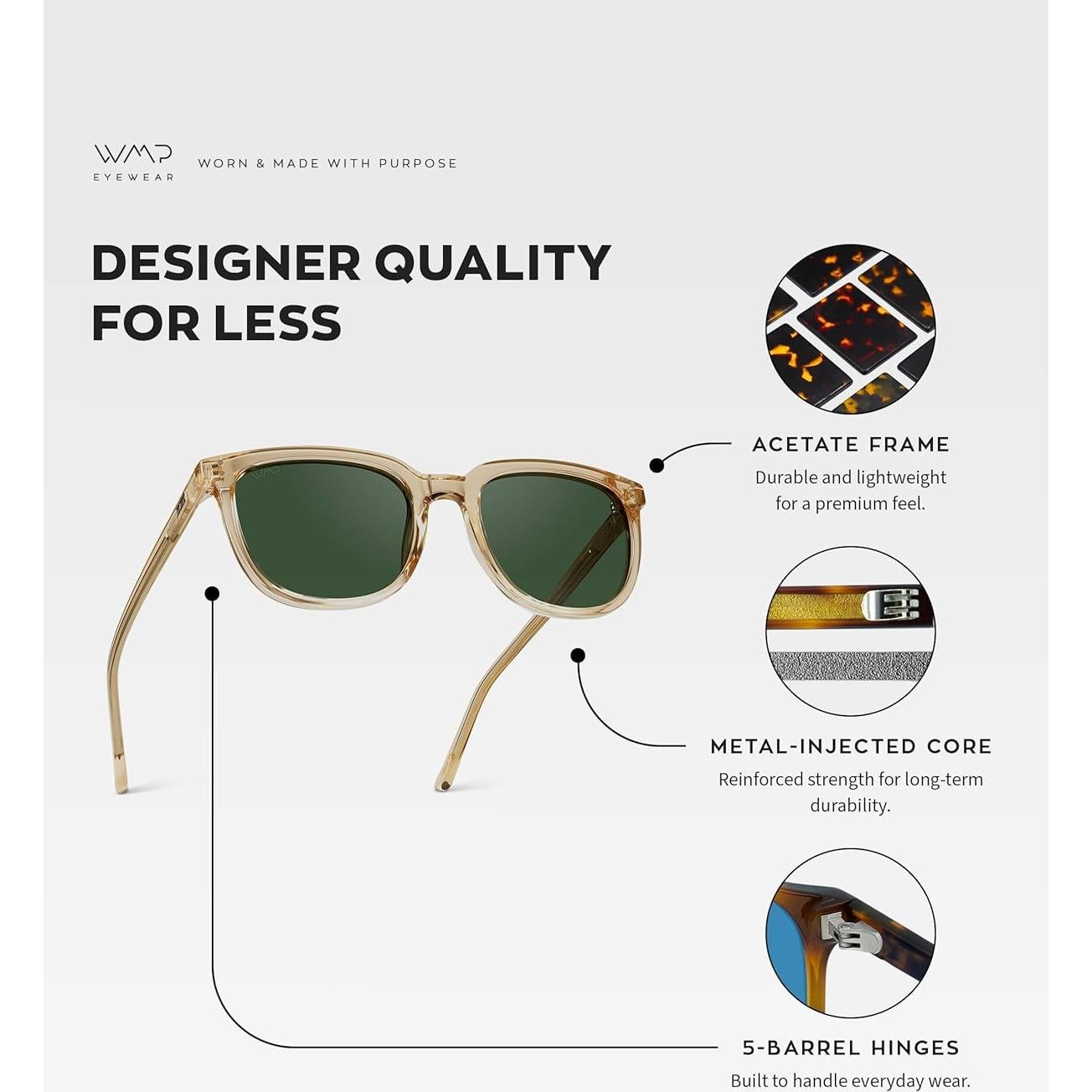 Gafas de sol polarizadas WearMe Pro retro cuadradas