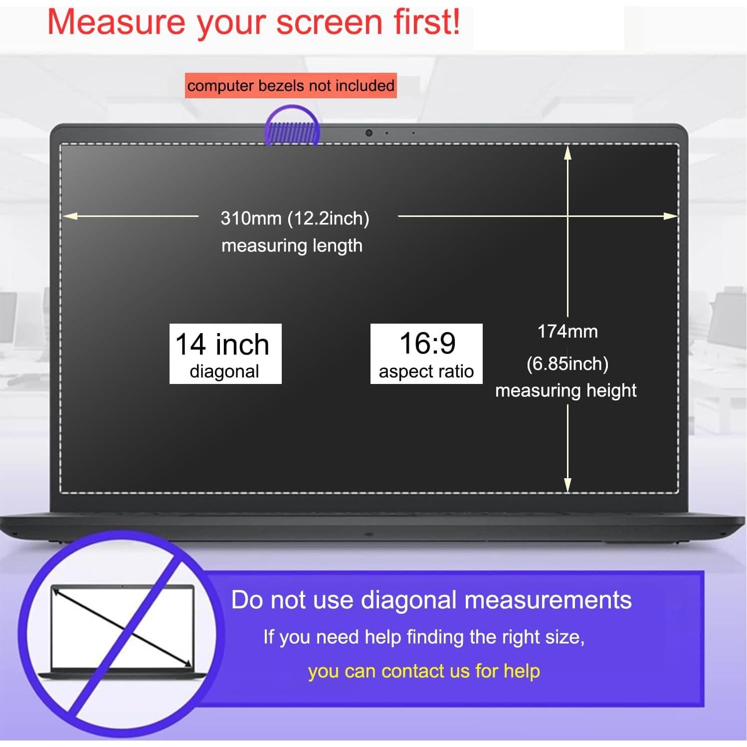 Filtro de Pantalla de Privacidad 14" Subduedlt Doble Cara