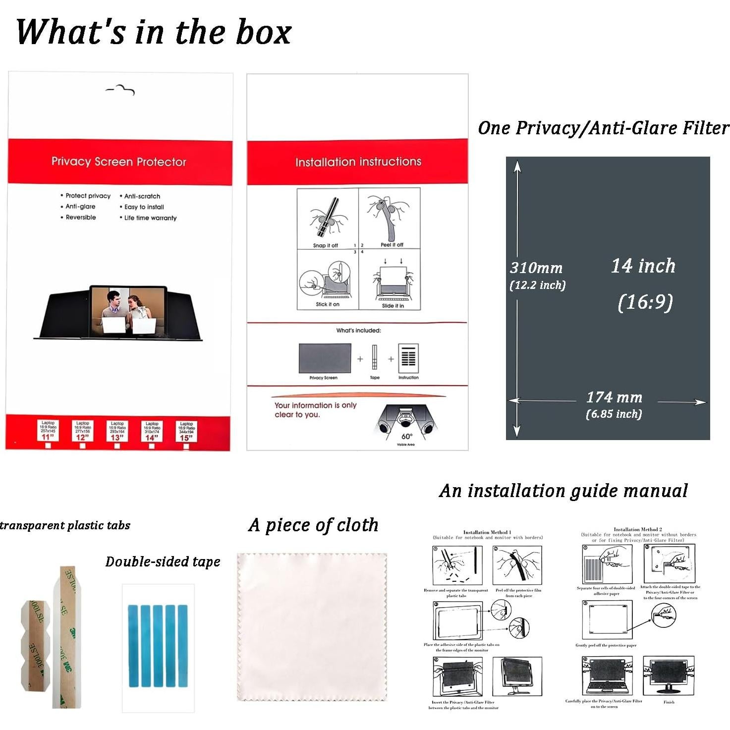 Filtro de Pantalla de Privacidad 14" Subduedlt Doble Cara