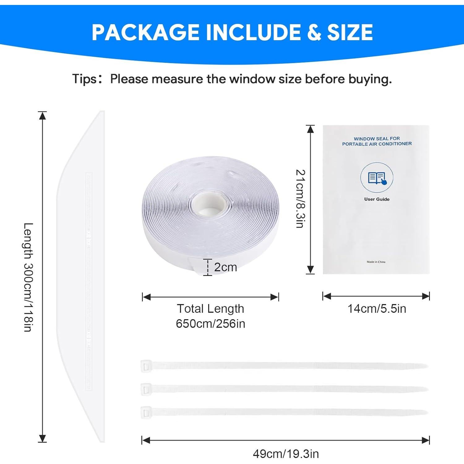 Sello Universal de Ventana Gruntbear 300cm para AC Portátil