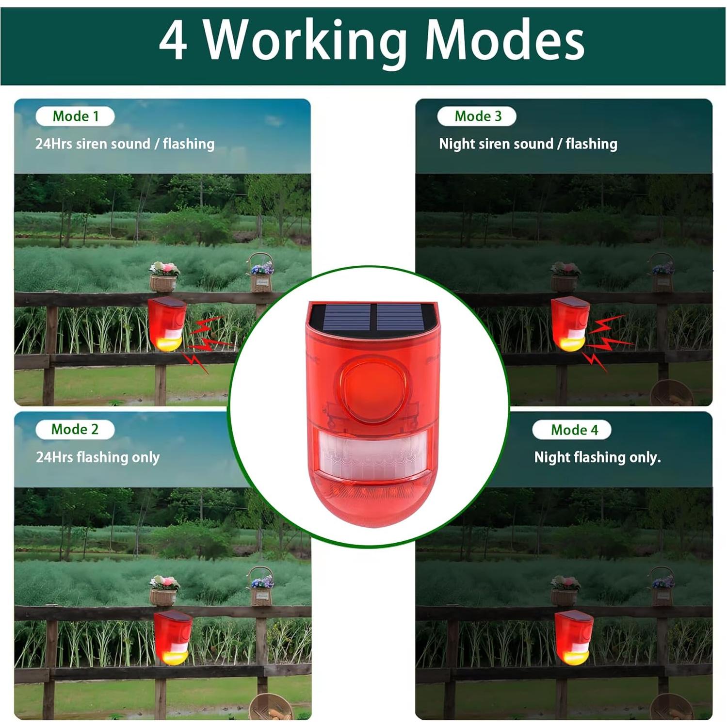 Alarma Solar QXMH con Sensor de Movimiento y Luz Estroboscópica