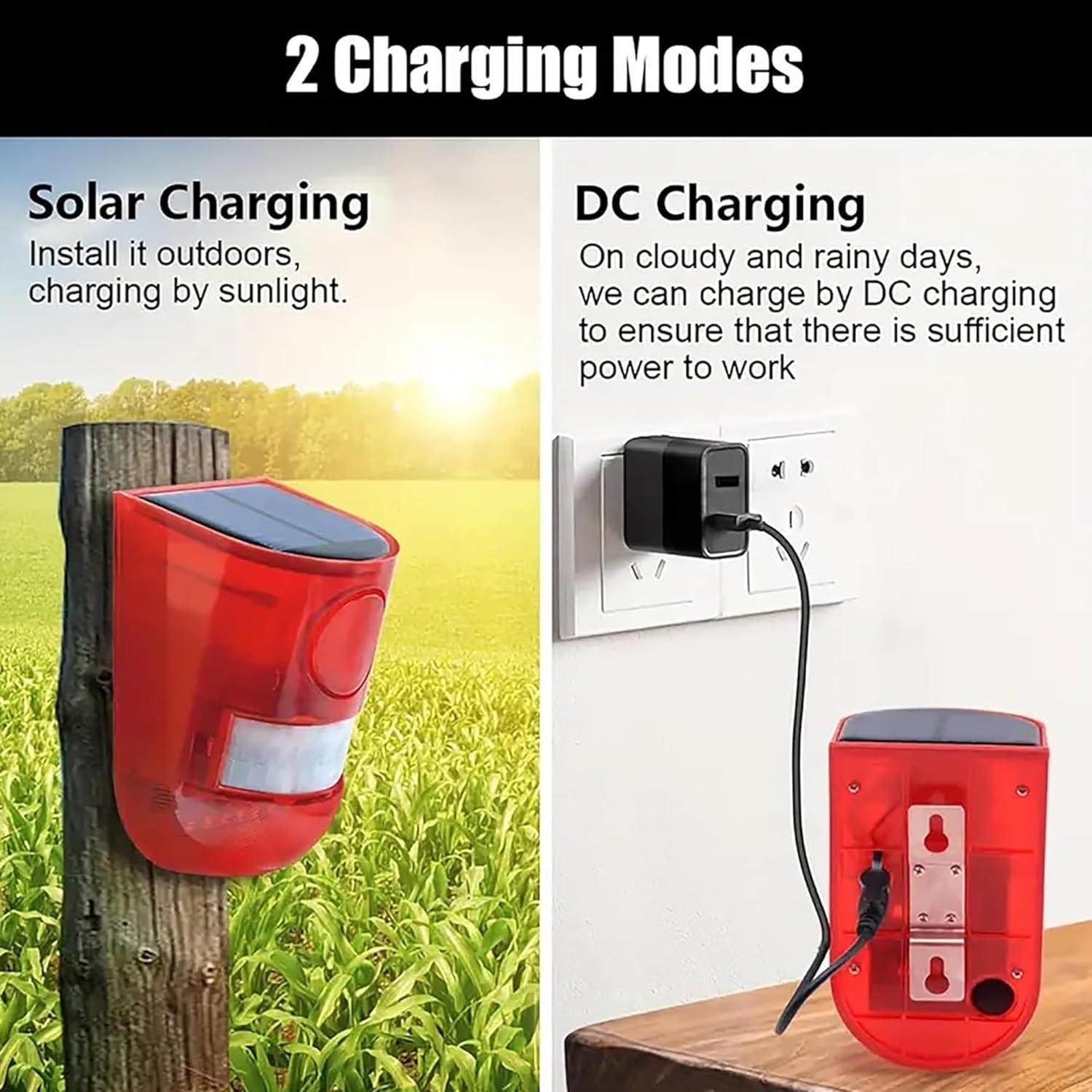 Alarma Solar QXMH con Sensor de Movimiento y Luz Estroboscópica