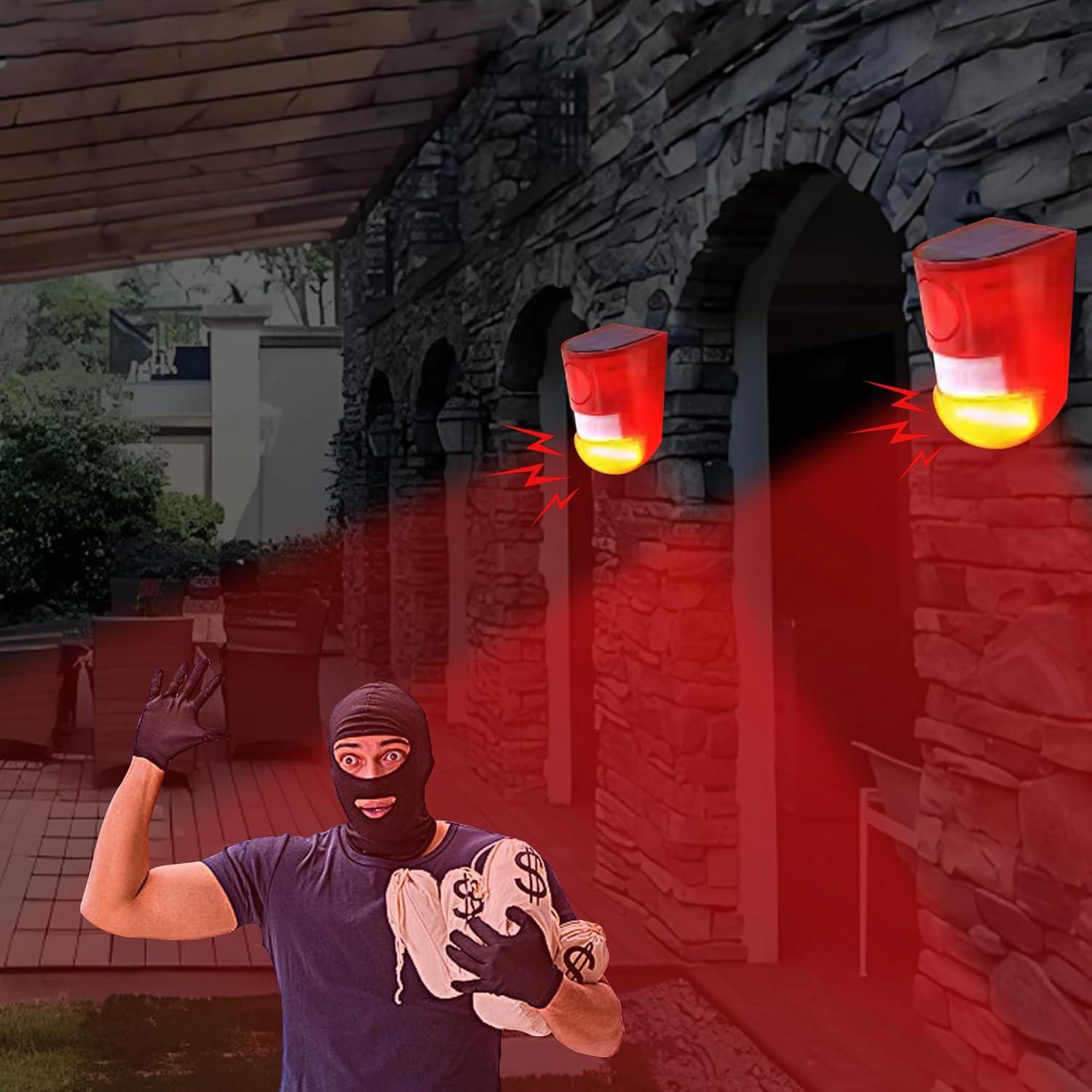 Alarma Solar QXMH con Sensor de Movimiento y Luz Estroboscópica