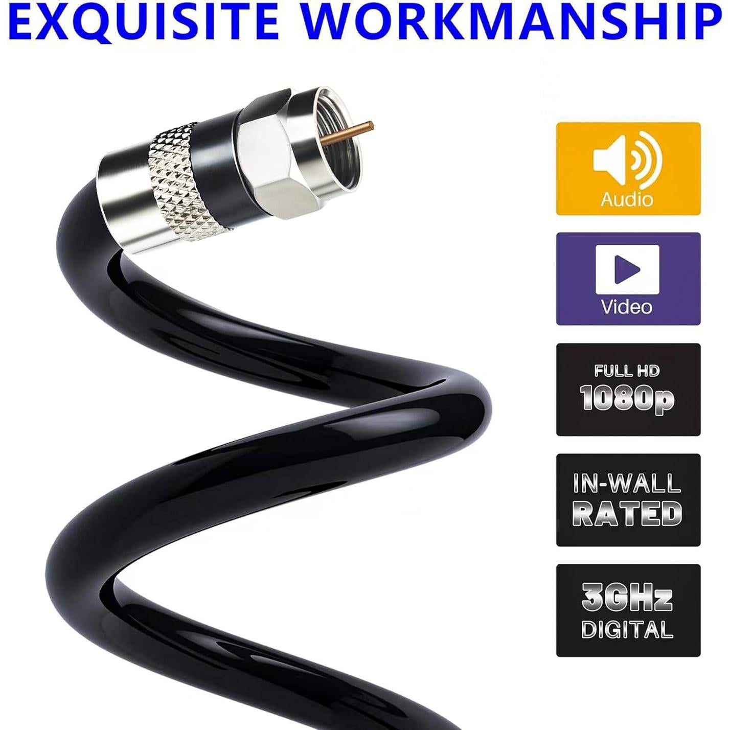 Cable Coaxial RG6 Elecan 0.61 m Doble Paquete Blindado 3 GHz