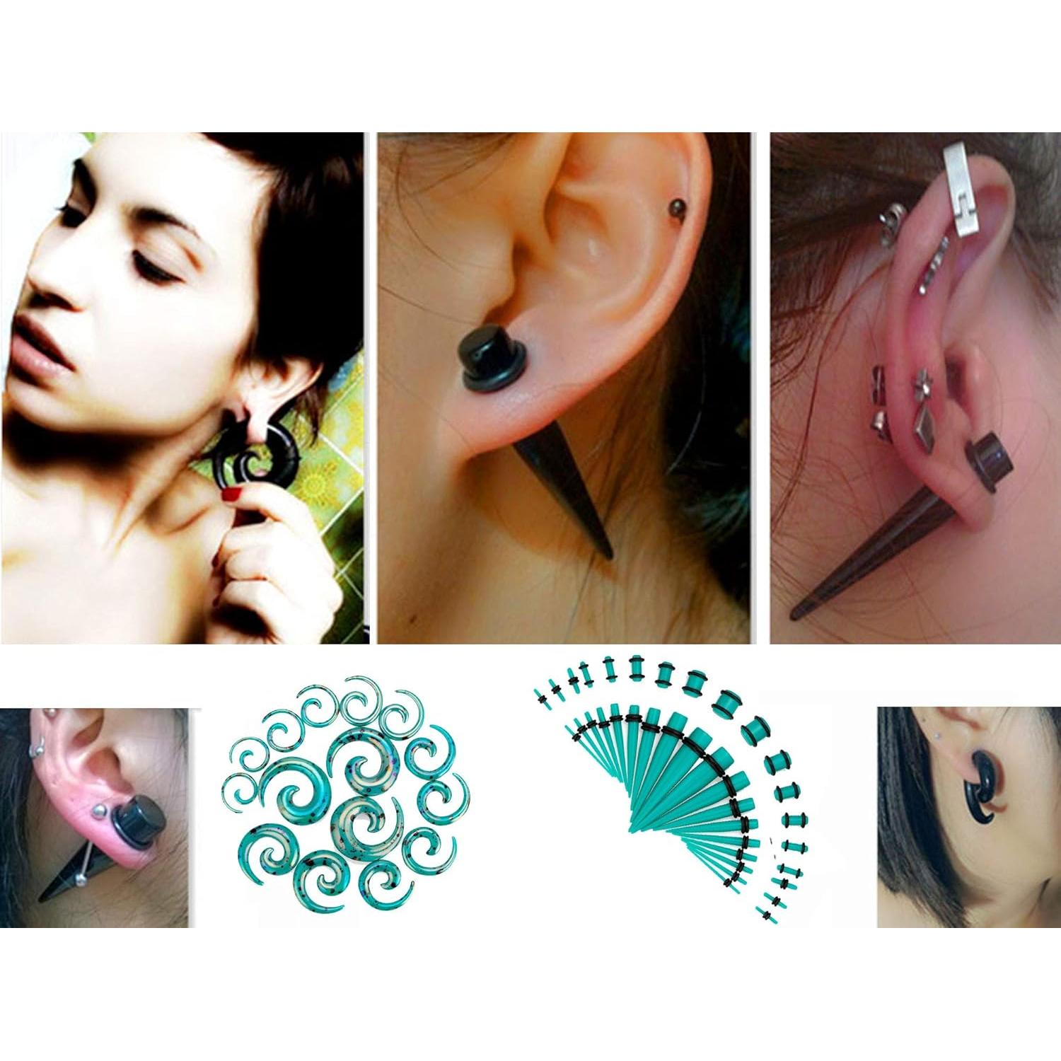 Kit de Estiramiento de Oído Acrílico JDXN 52 Piezas 14G-00G