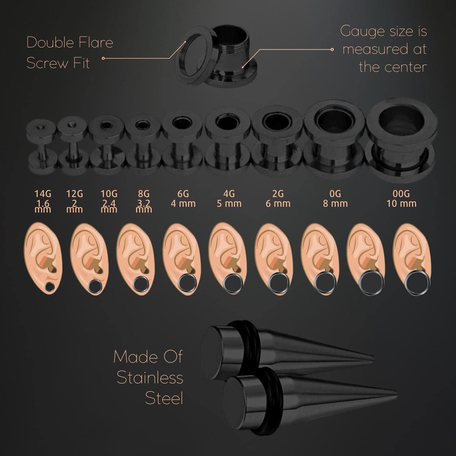 Kit de Estiramiento de Orejas BodyJ4You 37 Piezas 14G-00G