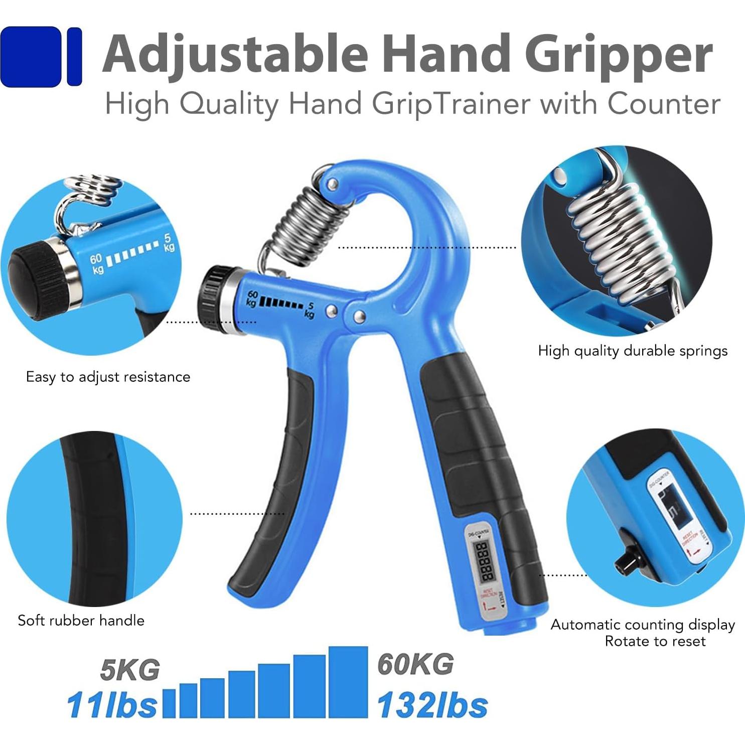 Kit de Entrenador de Fuerza de Agarre EASJOY con Contador