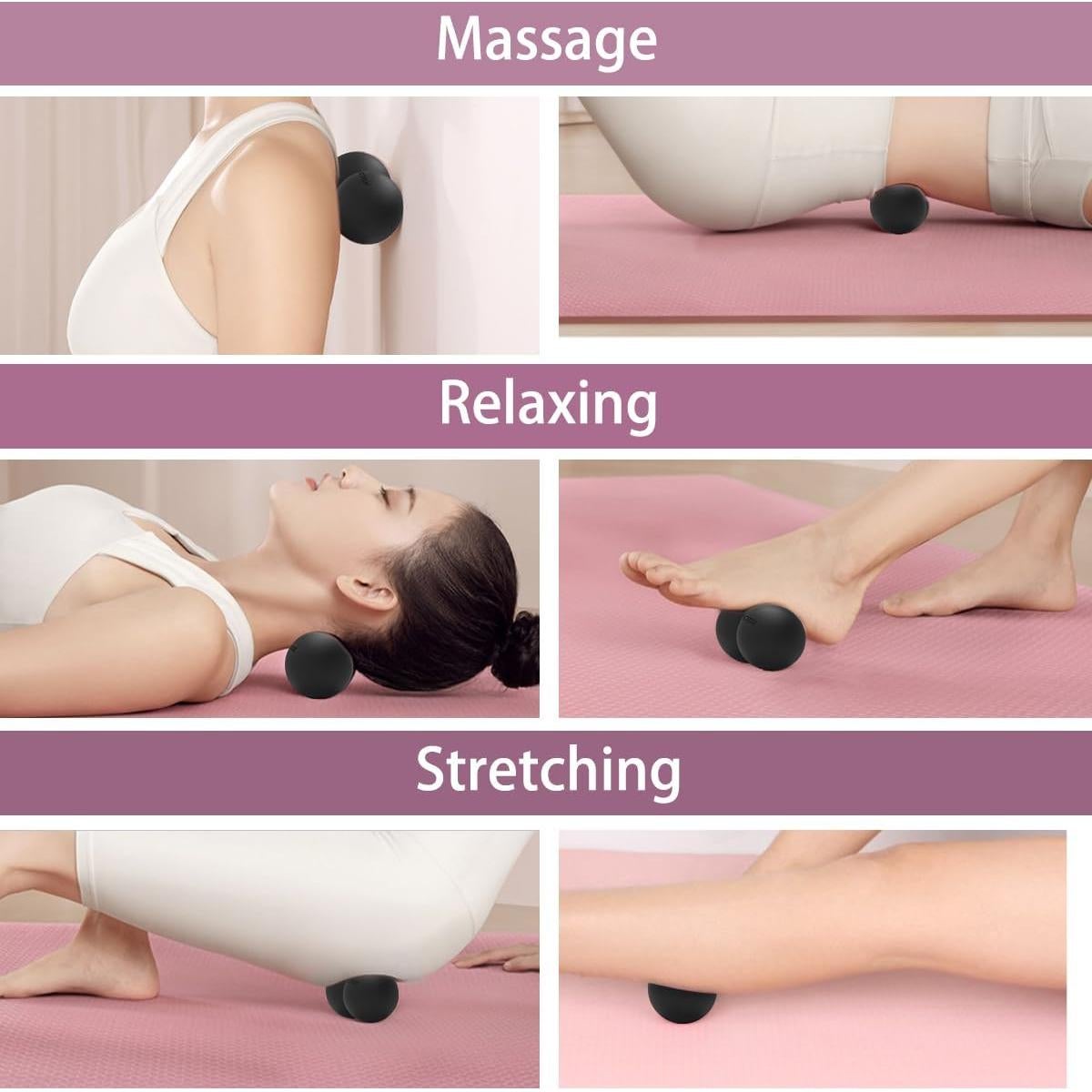 Pelota de Masaje Doble ANVICTOX para Alivio Muscular - Negro