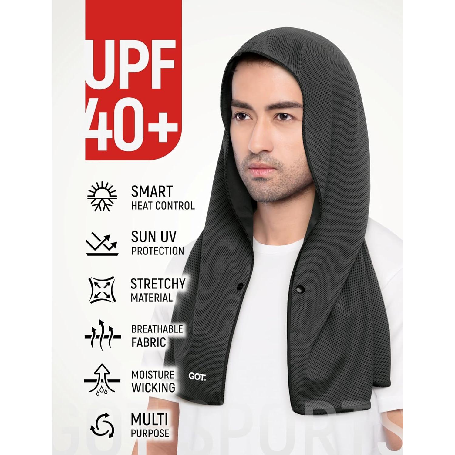 Toalla con Capucha Refrigerante GOT Sports - UPF 50+ - Negro