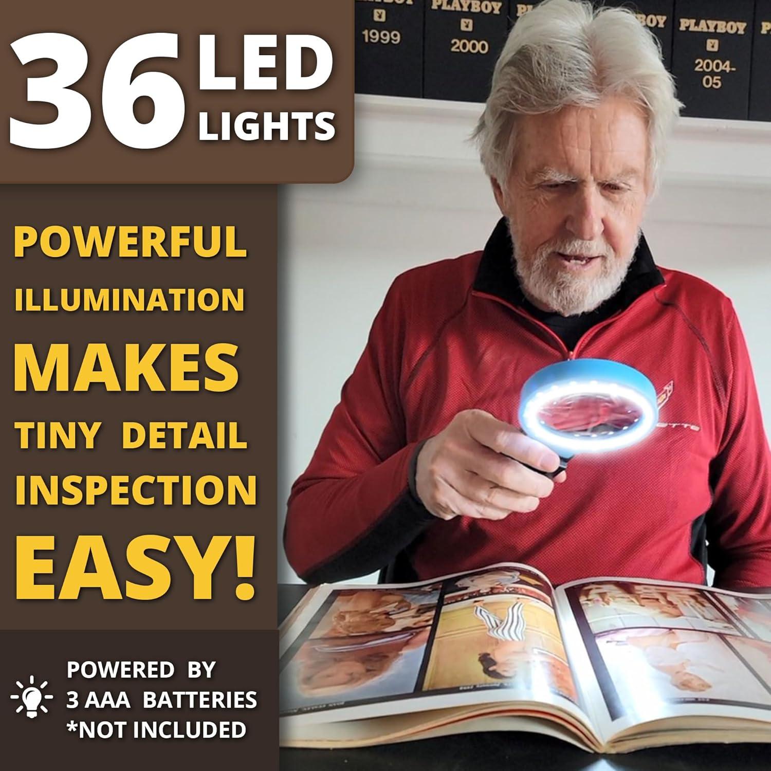 Lupa de Mano Vision Aid VAH 30x con 36 Luces LED y Estuche